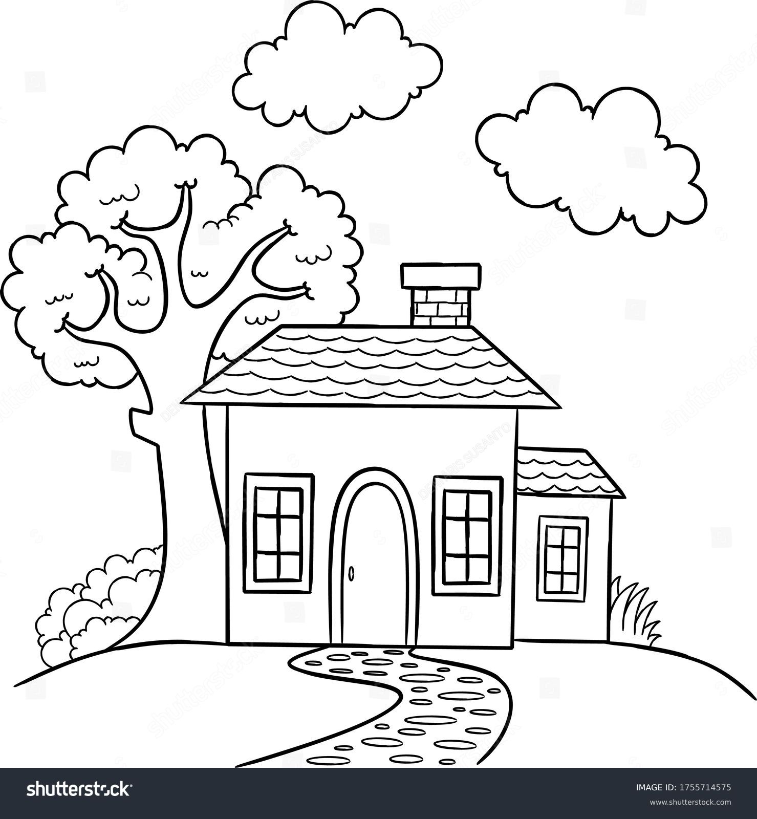 coloring page of a house