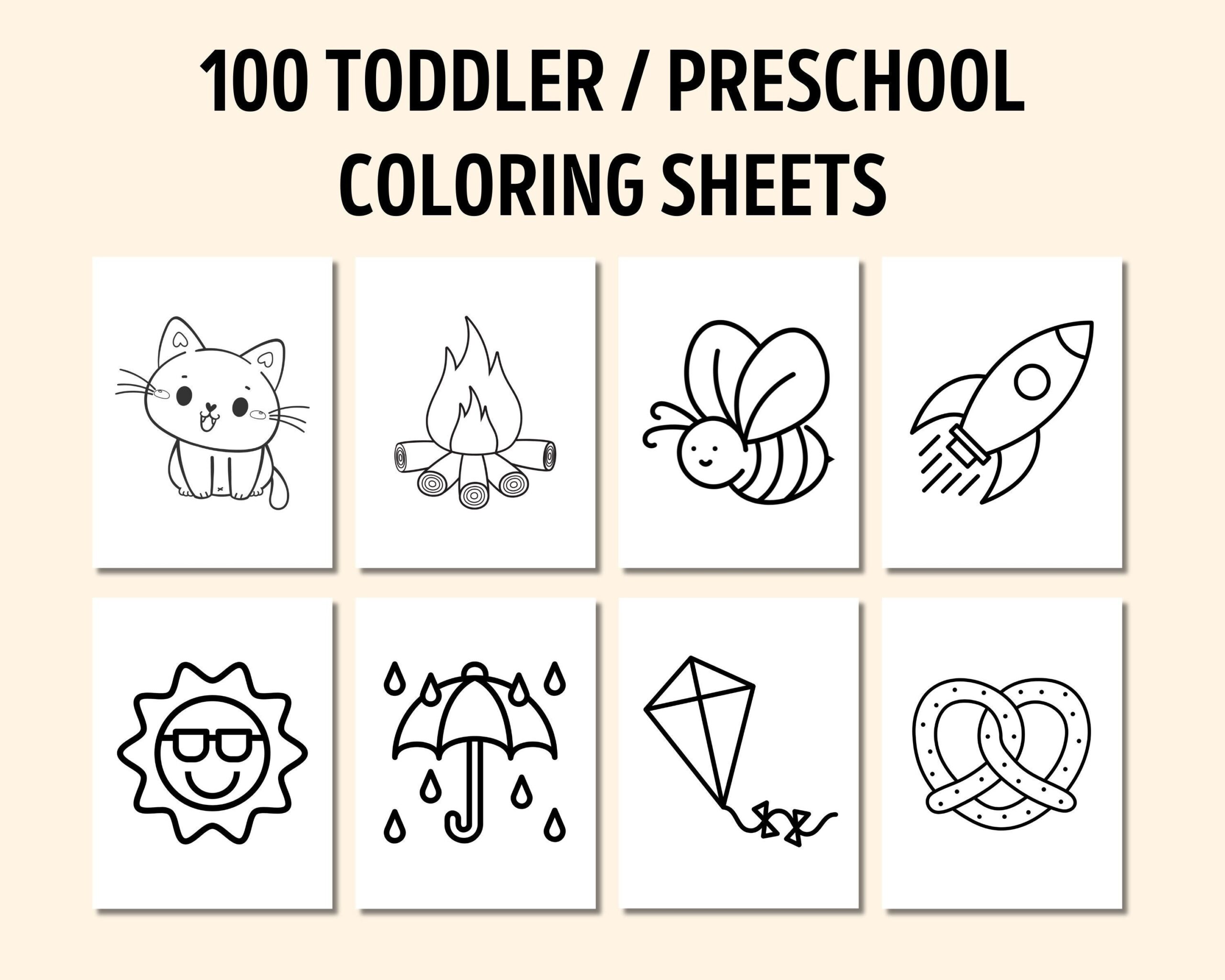 100 Printable Preschool Coloring Toddler Coloring Toddler Activities Cute Coloring Pages Kids Simple Coloring Sheets Homeschool Etsy