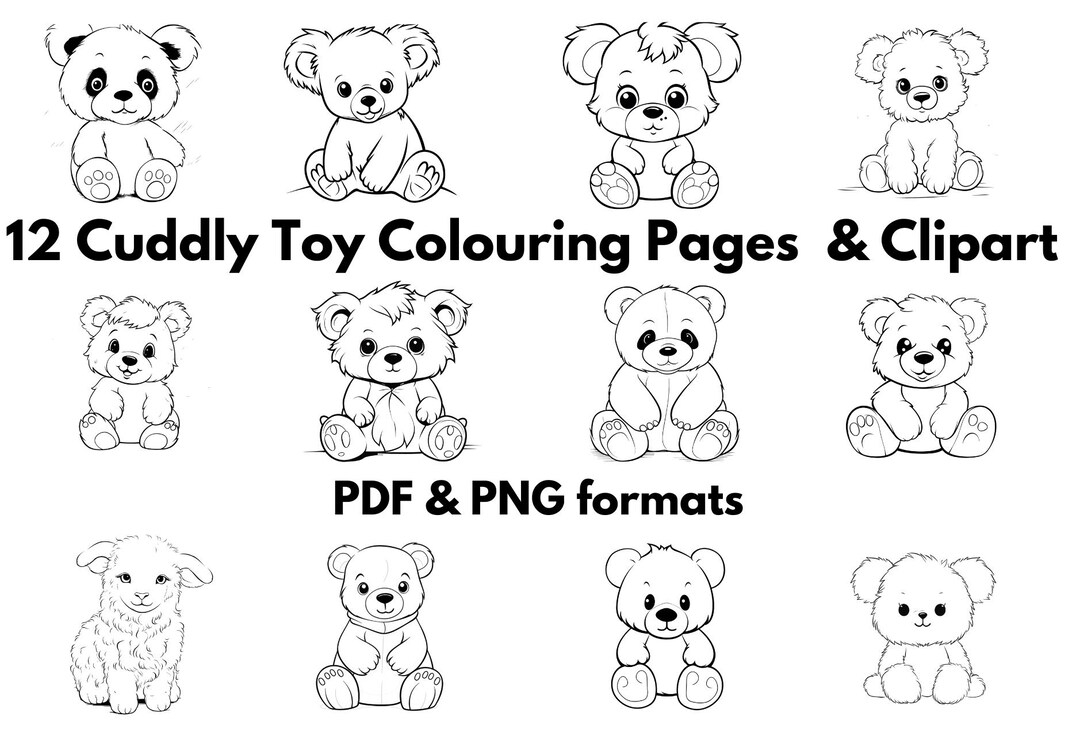 12 Cuddly Toys Colouring Pages A4 PDF PNG Formats Etsy 12 Cuddly Toys Colouring Pages A4 PDF PNG Formats Etsy
