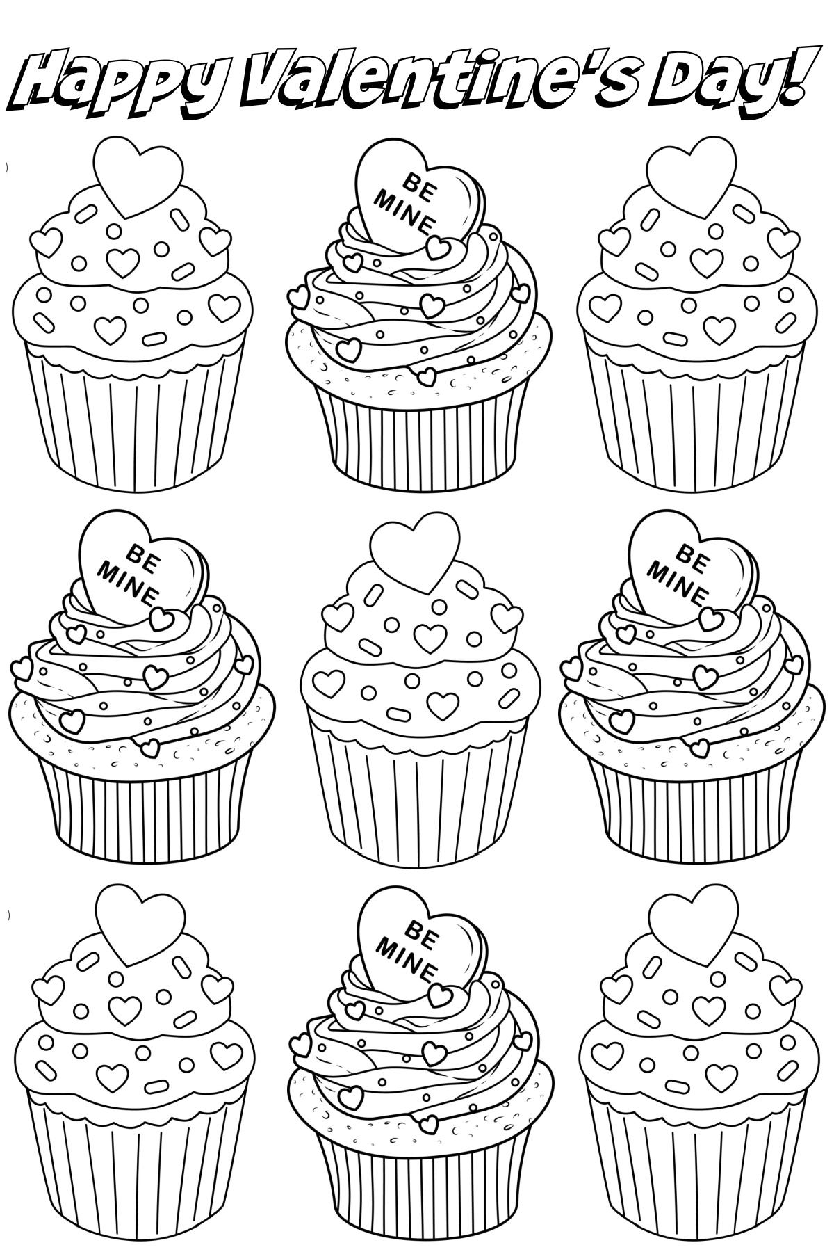 valentines day color pages