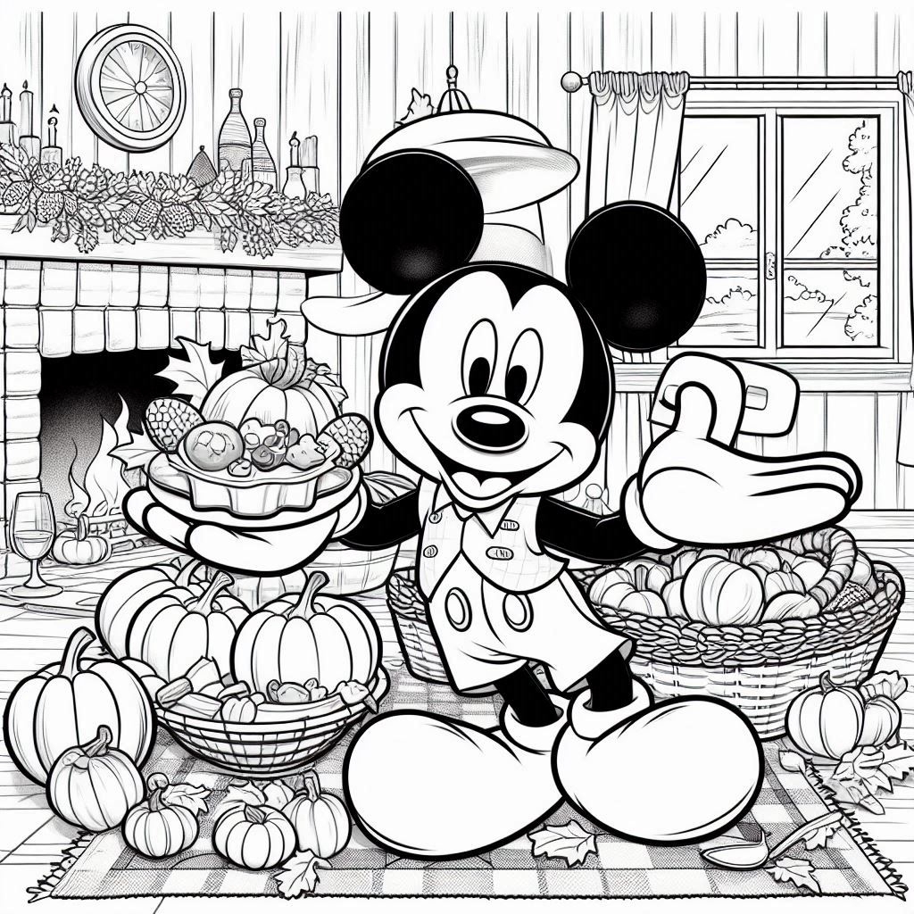mickey mouse thanksgiving coloring page mickey mouse thanksgiving coloring page