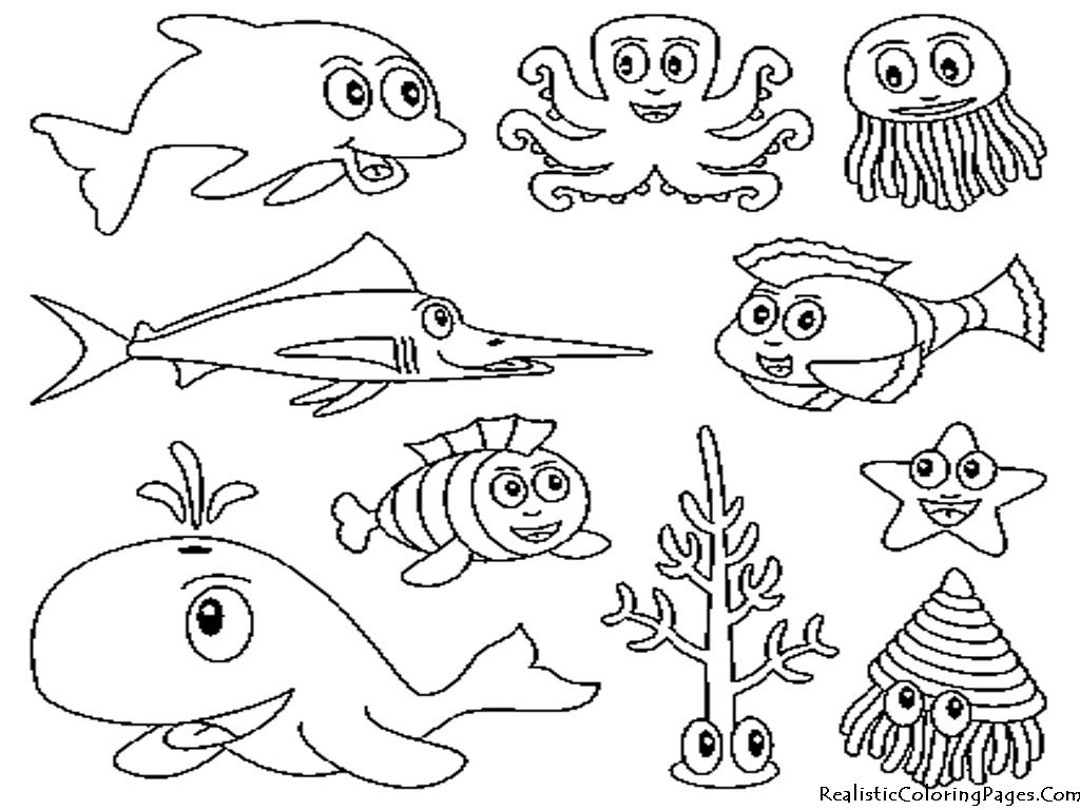 coloring page of ocean animals