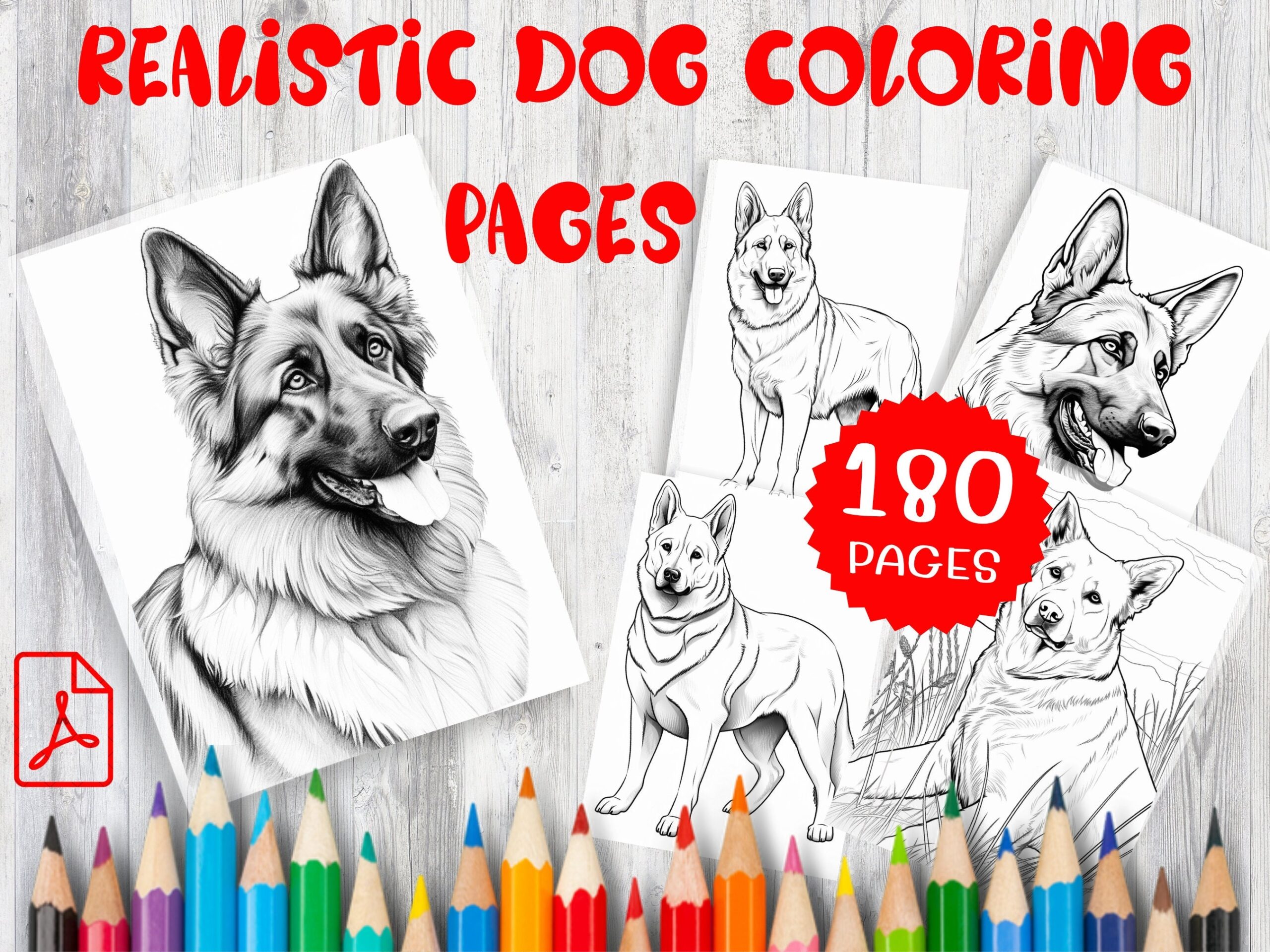 180 Realistic Dog Coloring Pages Perfect For Dog Lovers And Art Enthusiasts High quality Printable Designs For Relaxation And Fun Etsy