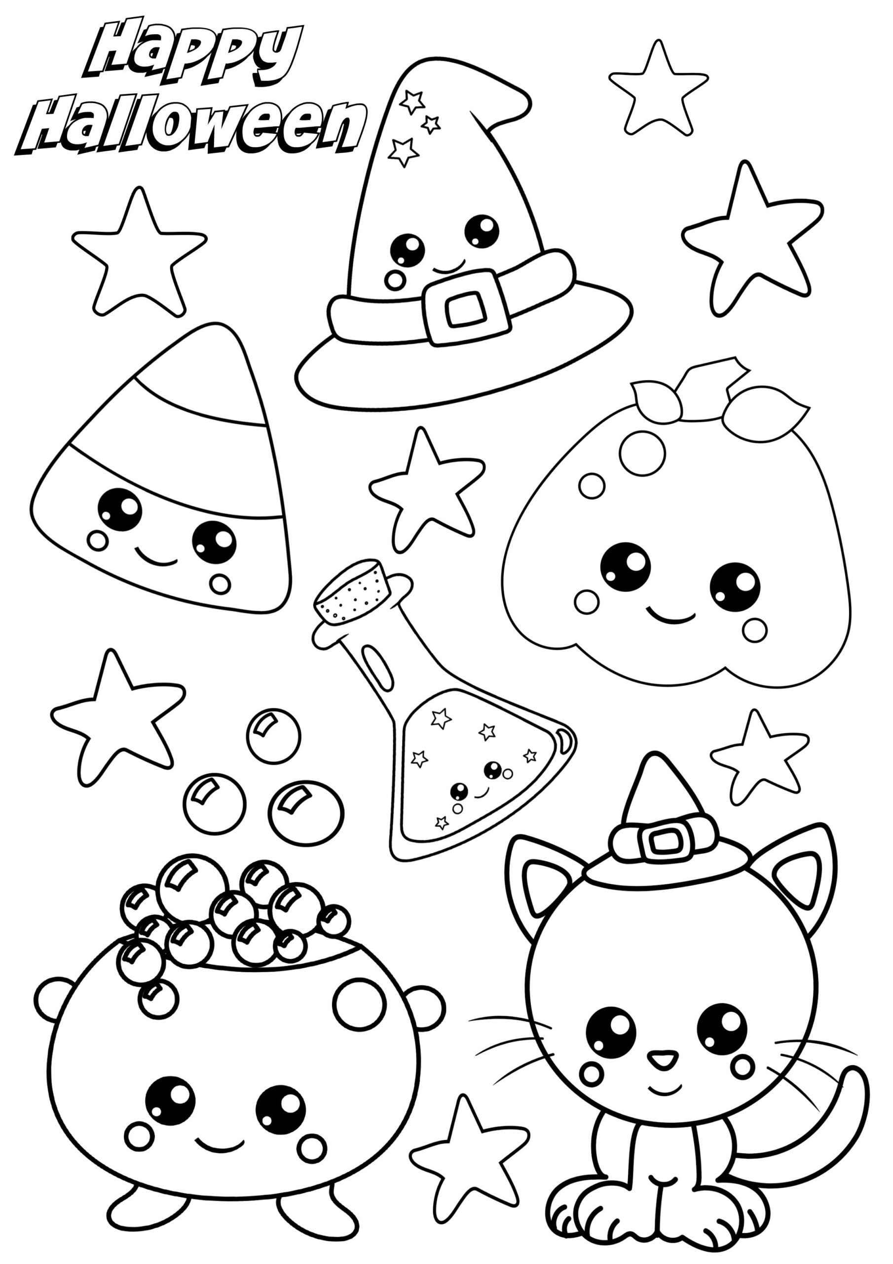 kawaii halloween coloring page kawaii halloween coloring page
