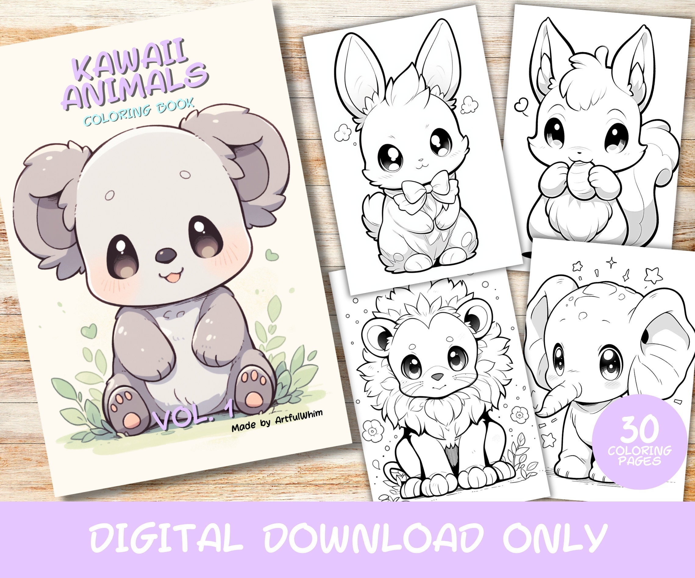 30 Kawaii Animals Volume 1 Coloring Pages Book Kids Adults Instant Download Grayscale Coloring Page Printable PDF Cute Kawaii Digital Etsy 30 Kawaii Animals Volume 1 Coloring Pages Book Kids Adults Instant Download Grayscale Coloring Page Printable PDF Cute Kawaii Digital Etsy