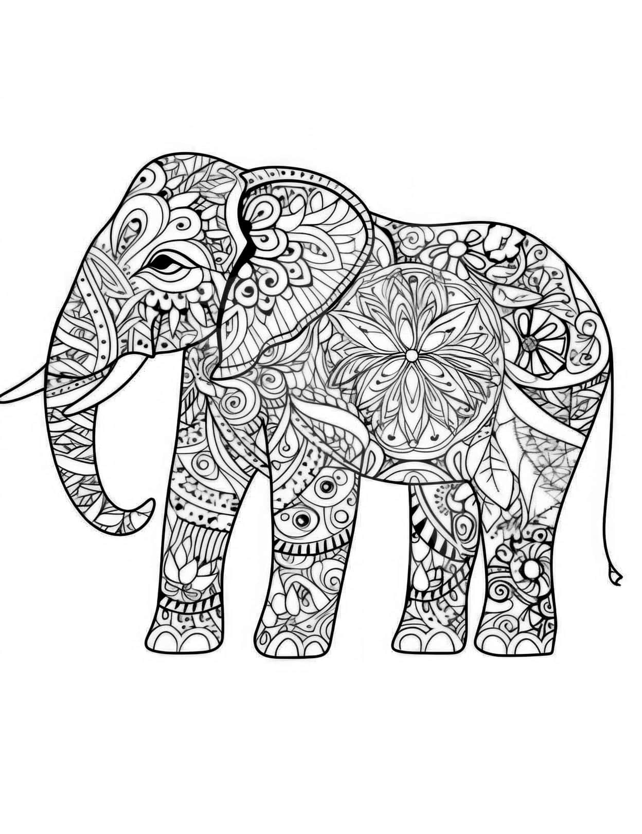 coloring book pages of elephants