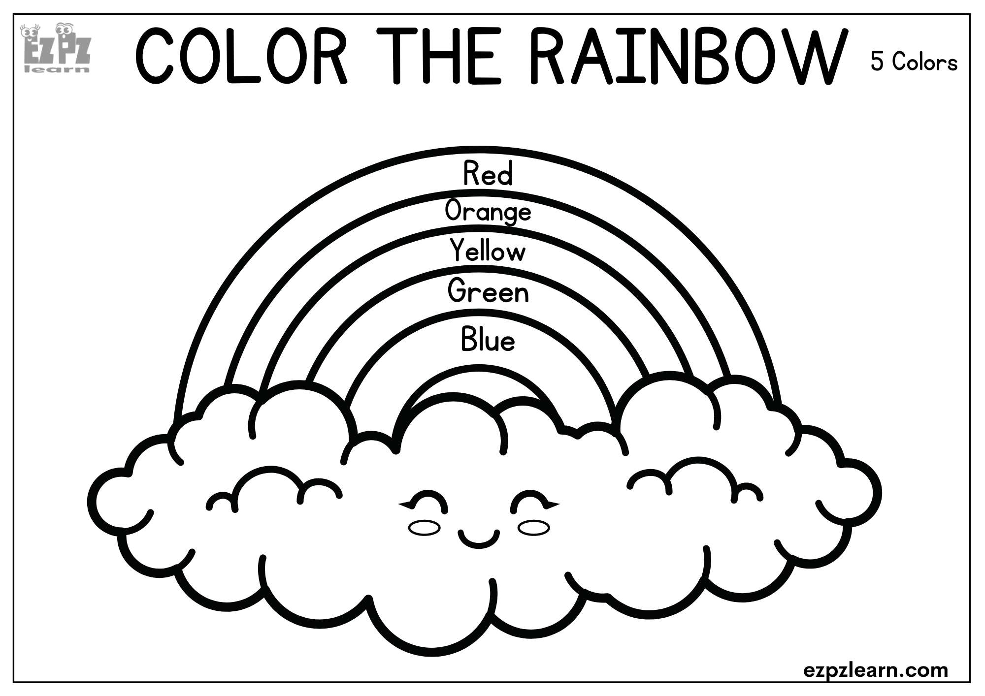 5 Colors Rainbow Coloring Page Ezpzlearn 5 Colors Rainbow Coloring Page Ezpzlearn