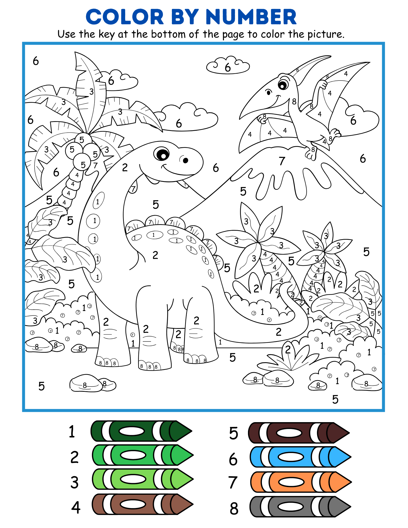 5 Free Printable Dinosaur Color By Number Coloring Pages 5 Free Printable Dinosaur Color By Number Coloring Pages