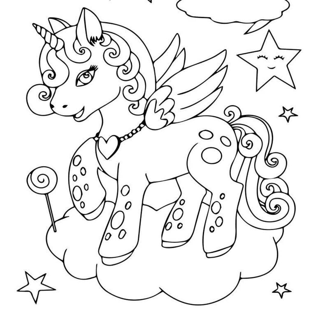 50 Pages Printable Unicorn Coloring Pages PDF Etsy