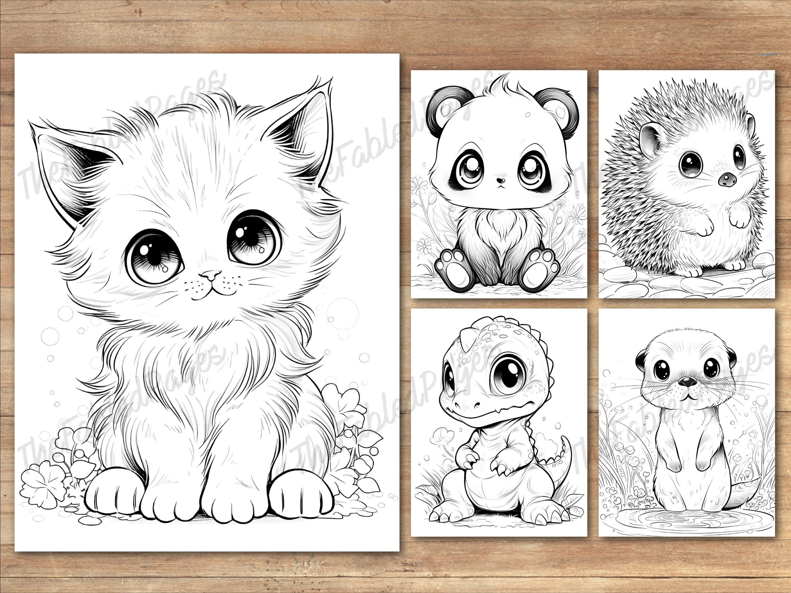60 Kawaii Animals Coloring Book Collection Cute Adorable Chibi Animals Coloring Pages Bundle For Adults Kids Toddlers Digital Download Etsy