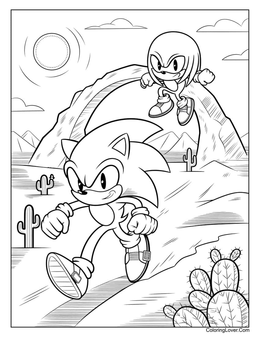 sonic and knuckles coloring pages