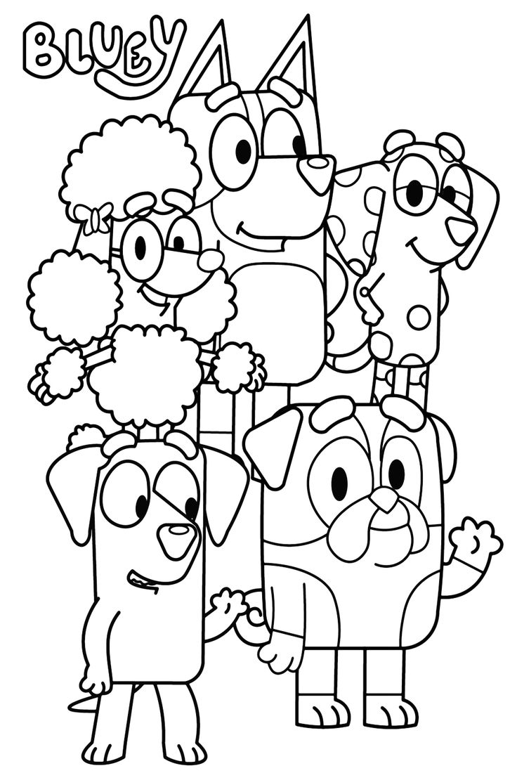 bluey family colouring pages
