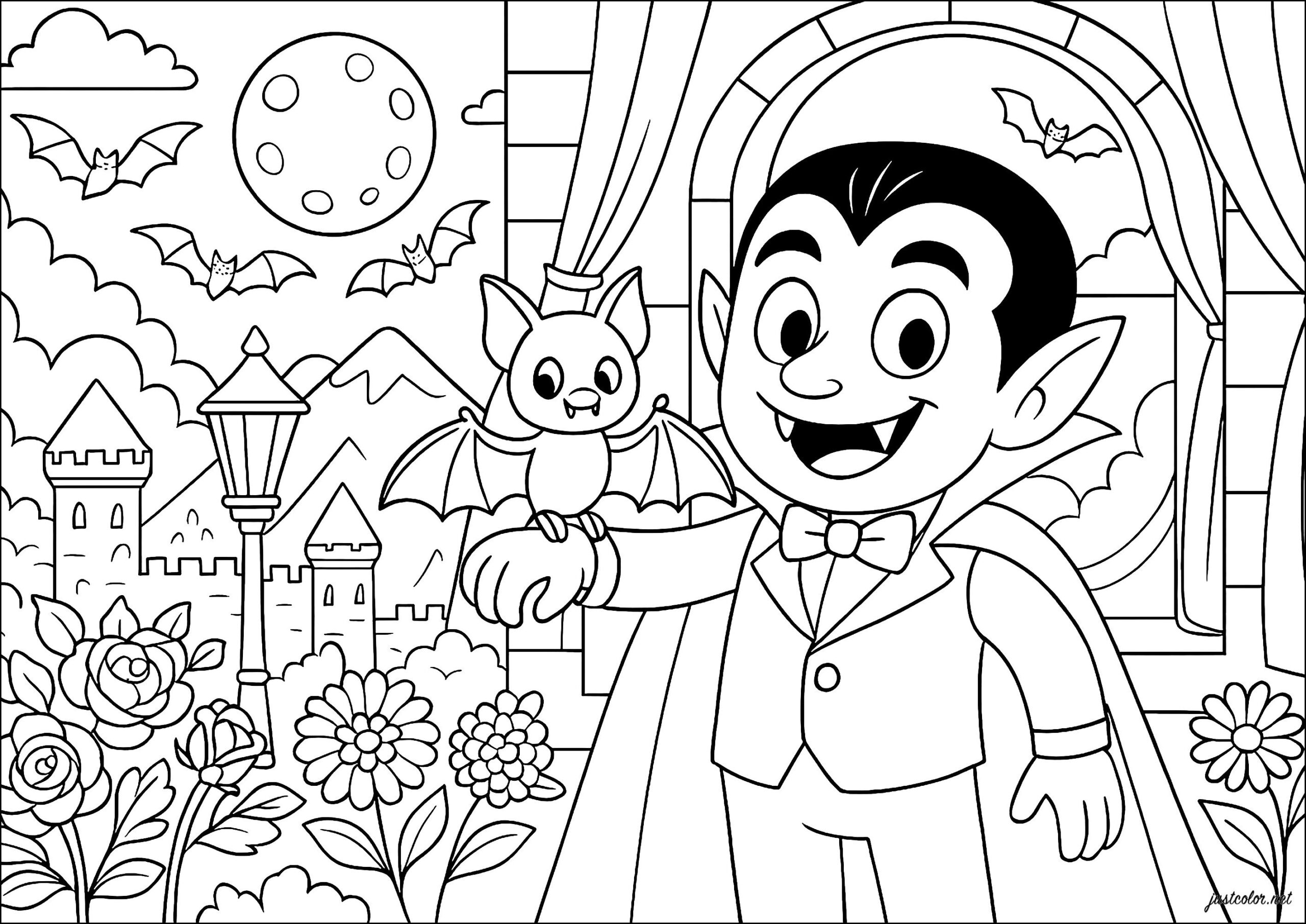 A Young Vampire And His Faithful Bat Vampire Coloring Pages A Young Vampire And His Faithful Bat Vampire Coloring Pages