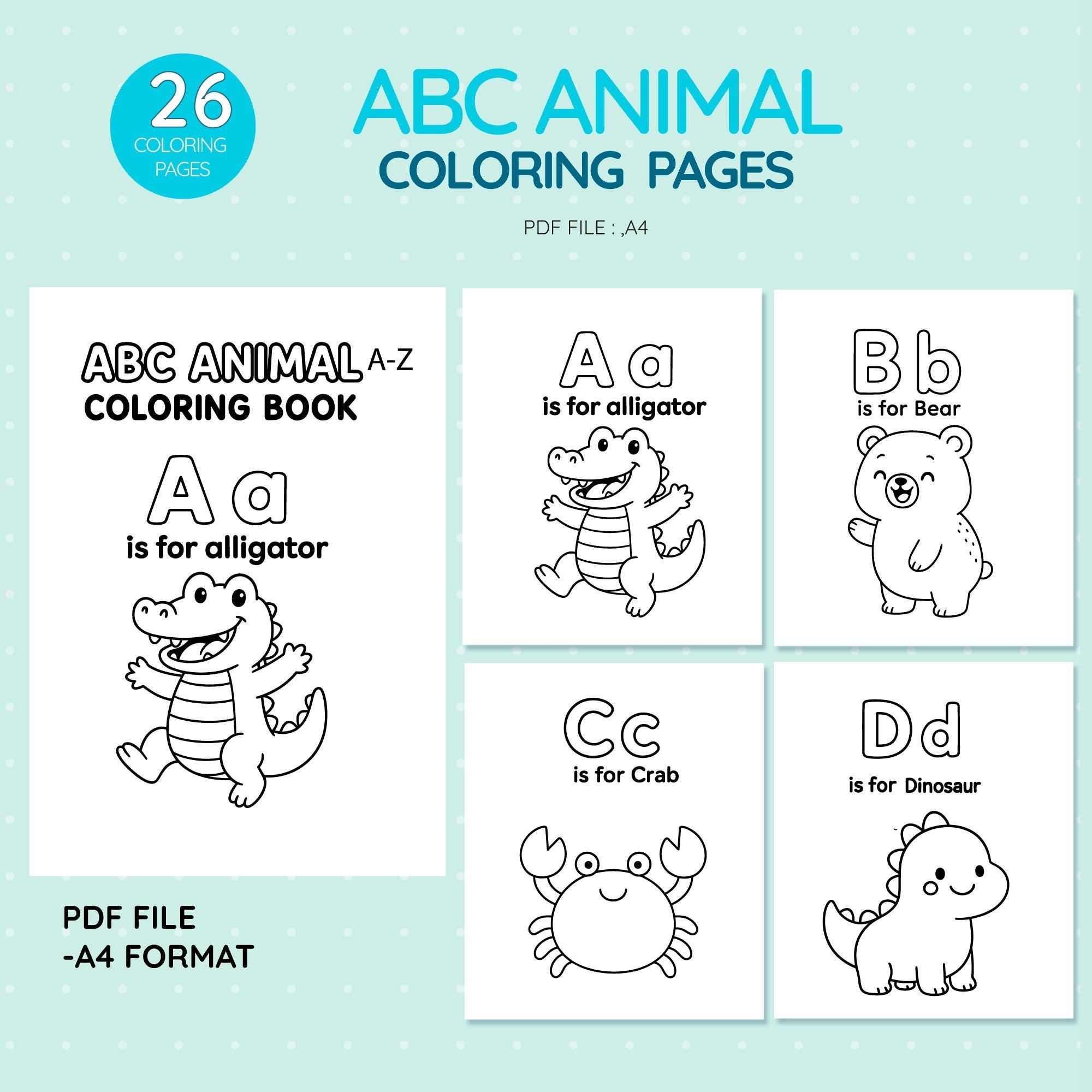 ABC Animal Coloring Page a To Z With English Word Coloring Pages For Kids Printable A4 Pdf File Cute Animal Kawaii Cozy Wild Animal Outline Etsy ABC Animal Coloring Page a To Z With English Word Coloring Pages For Kids Printable A4 Pdf File Cute Animal Kawaii Cozy Wild Animal Outline Etsy