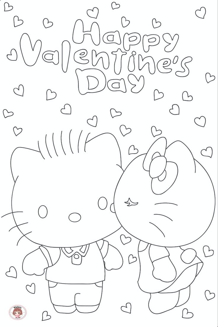 Adorable Hello Kitty Happy Valentine s Day Coloring Page Free Printable Crafts For Kids  Adorable Hello Kitty Happy Valentine s Day Coloring Page Free Printable Crafts For Kids