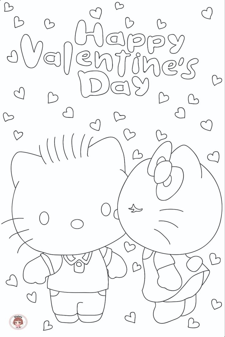Adorable Hello Kitty Happy Valentine s Day Coloring Page Free Printable Crafts For Kids  Adorable Hello Kitty Happy Valentine s Day Coloring Page Free Printable Crafts For Kids