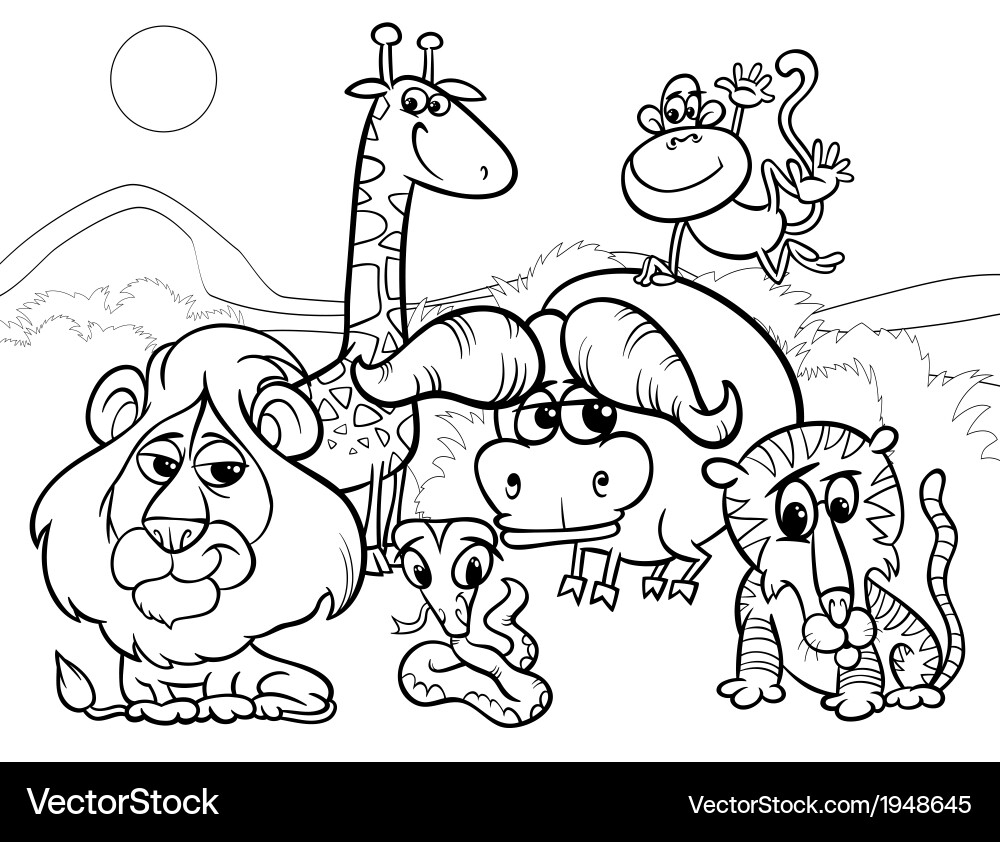 African Wildlife Coloring Page Royalty Free Vector Image African Wildlife Coloring Page Royalty Free Vector Image