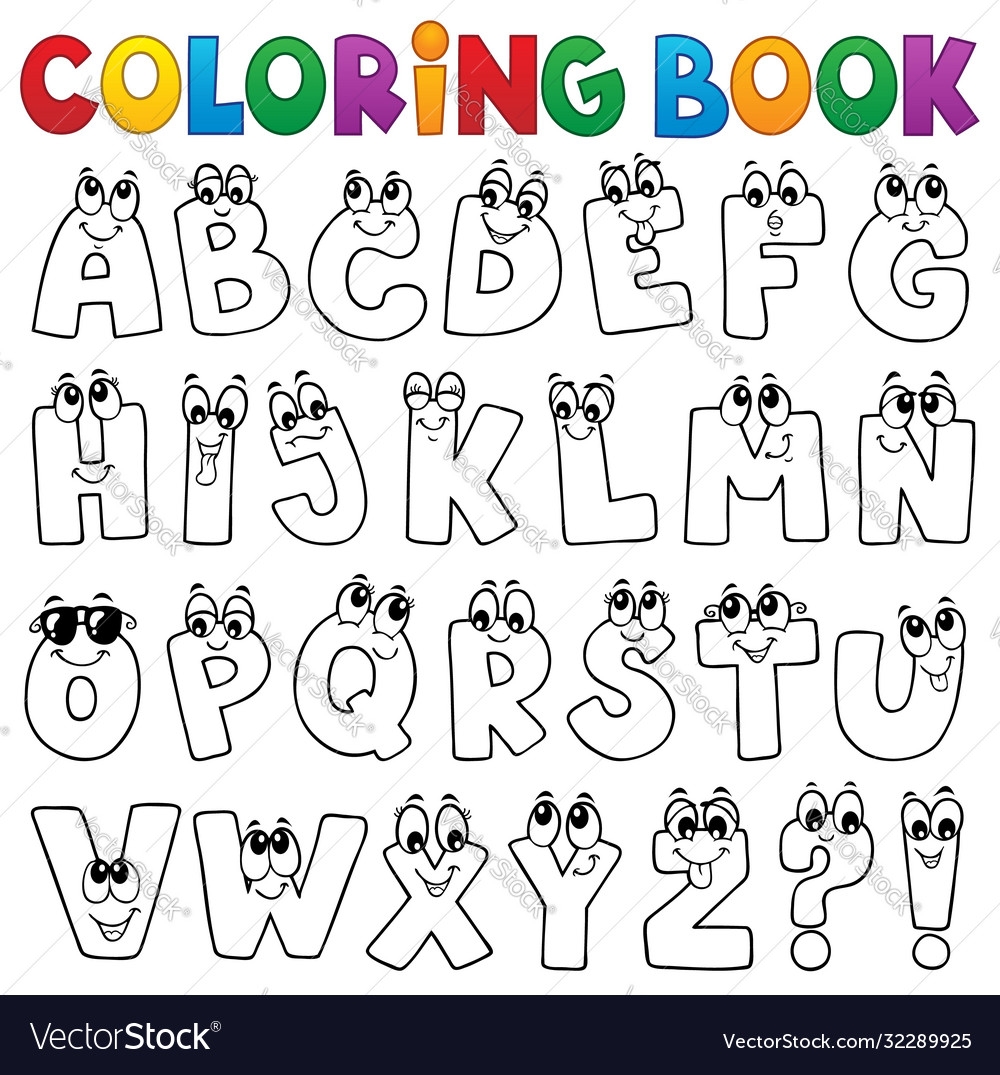 Alphabet Coloring Book Page Cartoon Letters Vector Image Alphabet Coloring Book Page Cartoon Letters Vector Image