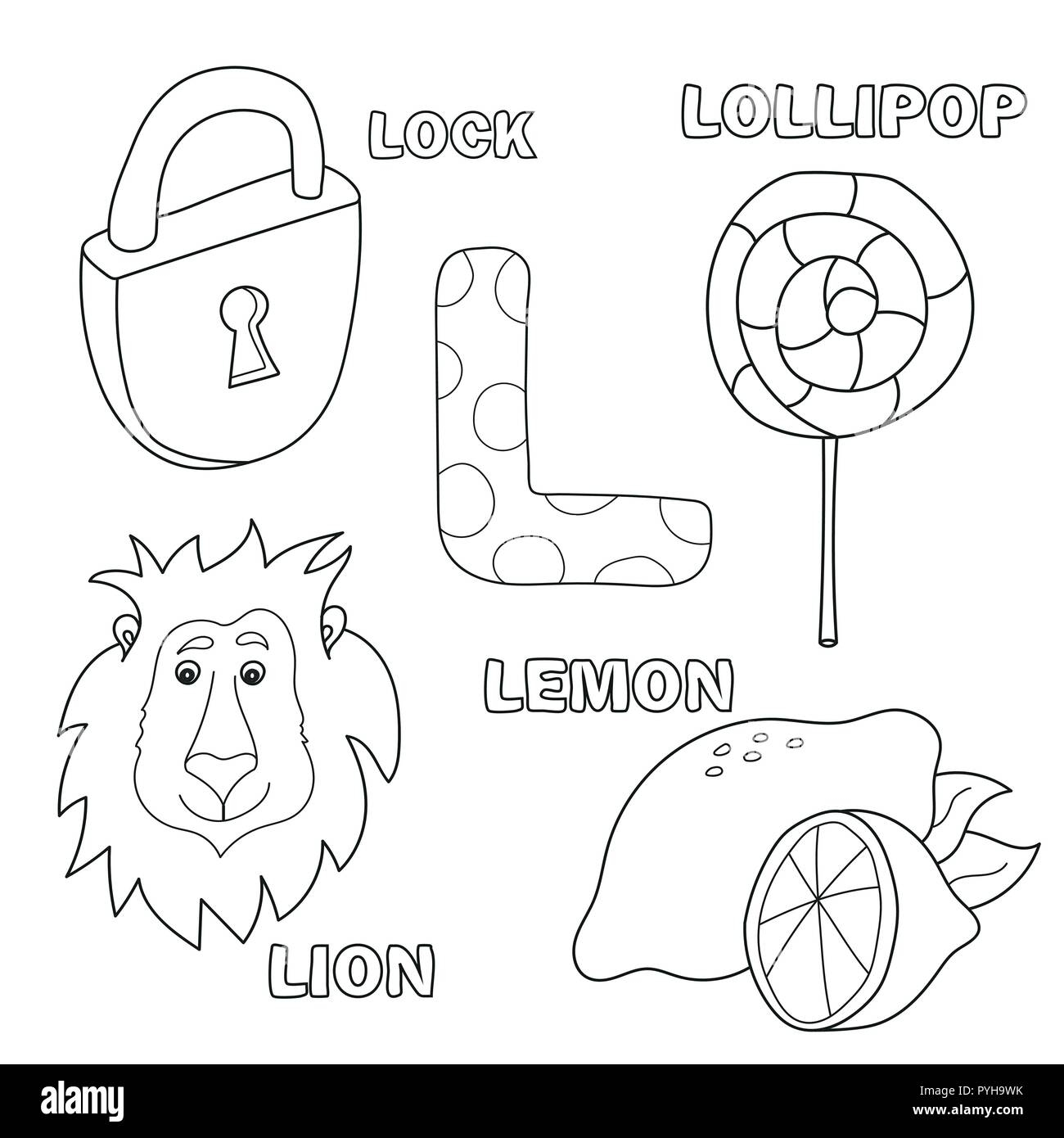 Alphabet Letter With Alphabet Letters L Pictures Of The Letter Coloring Book Stock Vector Image Art Alamy