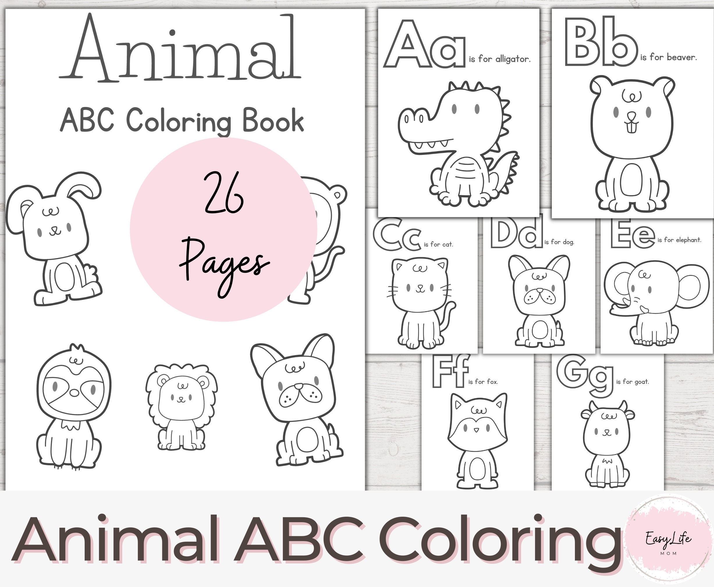 Animal ABC Coloring Pages Preschool Homeschool Printable PDF Etsy Animal ABC Coloring Pages Preschool Homeschool Printable PDF Etsy