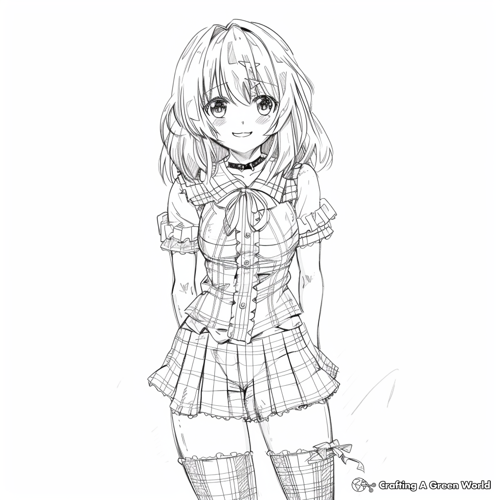 Anime Girl Full Body Coloring Pages Free Printable  Anime Girl Full Body Coloring Pages Free Printable