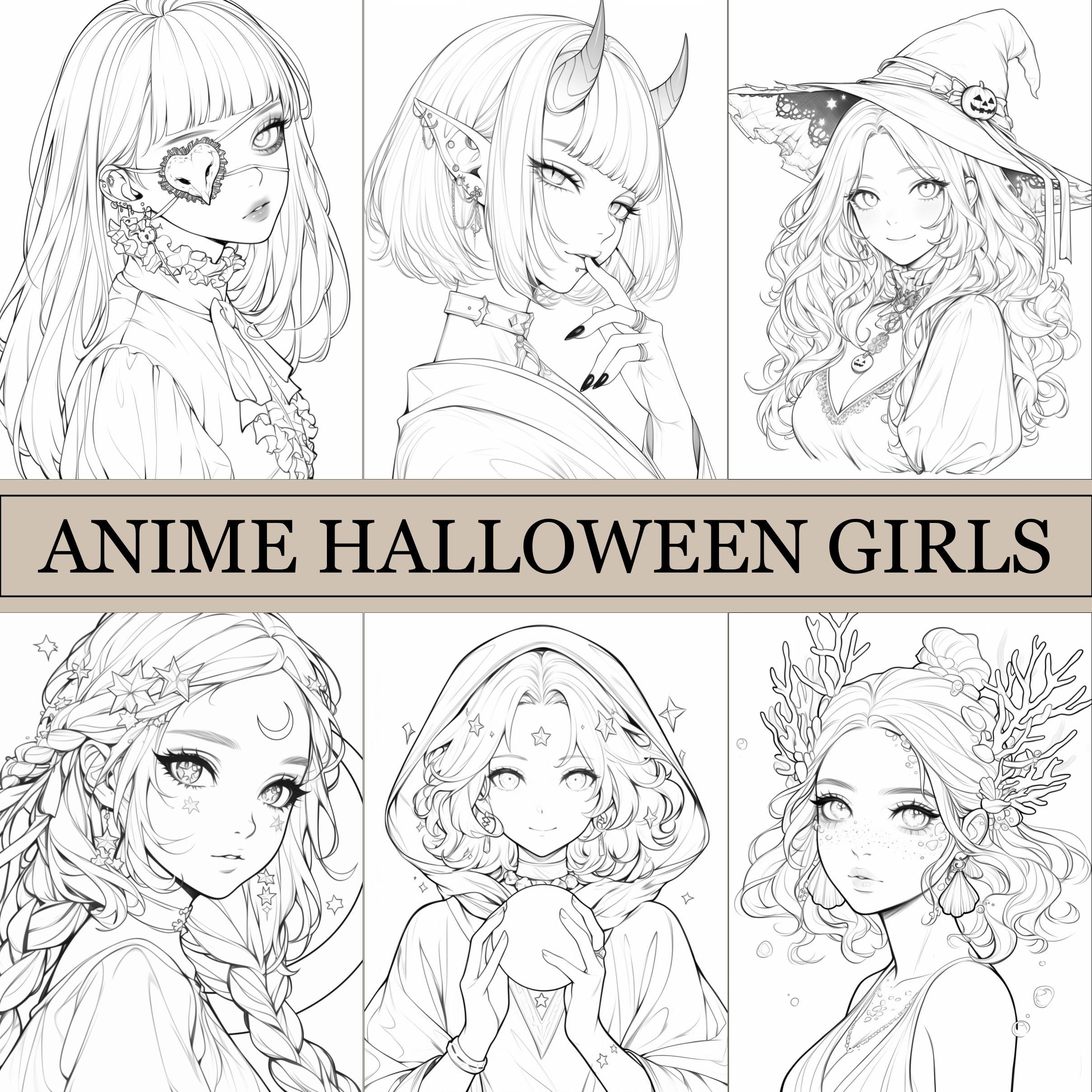 Anime Halloween Girls Coloring Book Cute Coloring Pages Anime Cozy Book For Adults And Kids Digital Download PDF File Etsy Anime Halloween Girls Coloring Book Cute Coloring Pages Anime Cozy Book For Adults And Kids Digital Download PDF File Etsy
