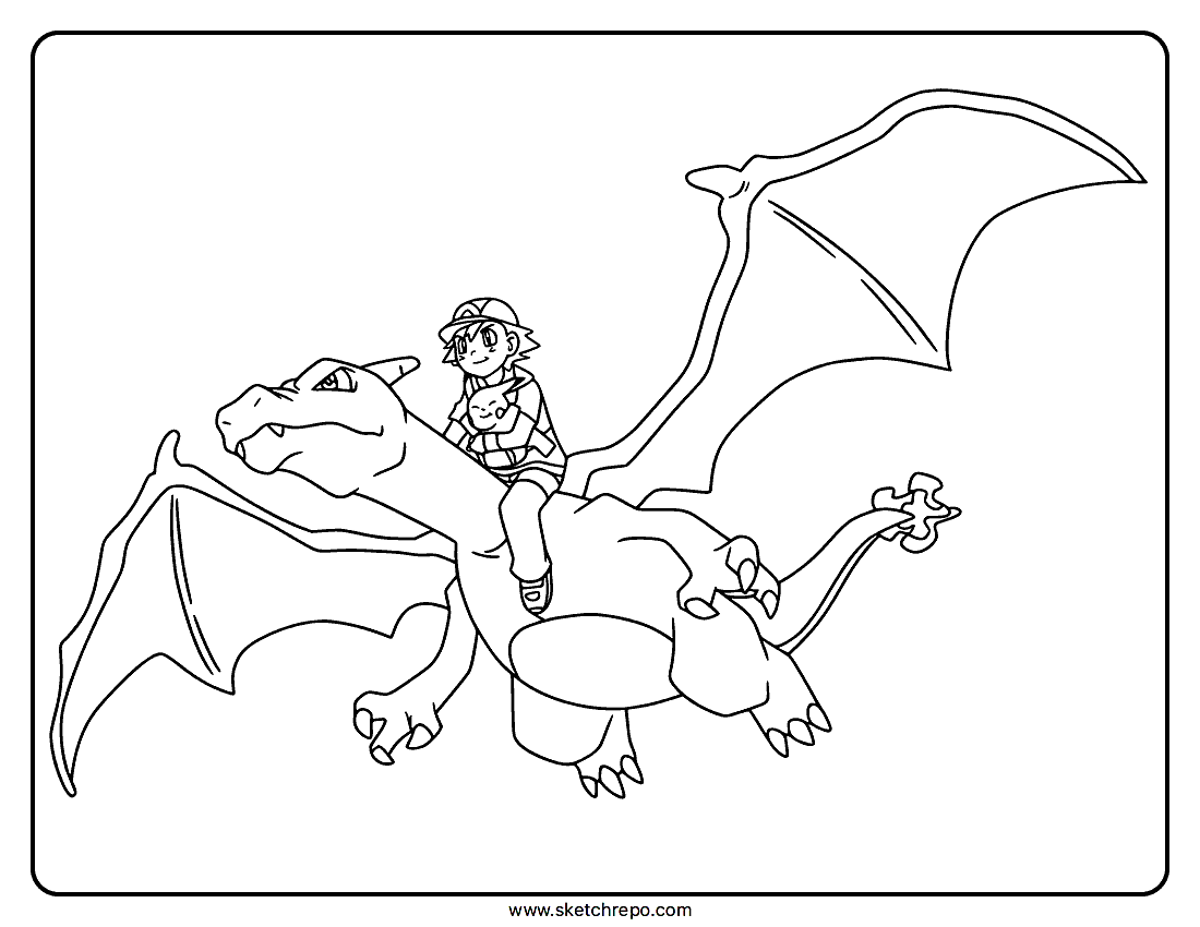Ash Charizard Coloring Page Sketch Repo Ash Charizard Coloring Page Sketch Repo
