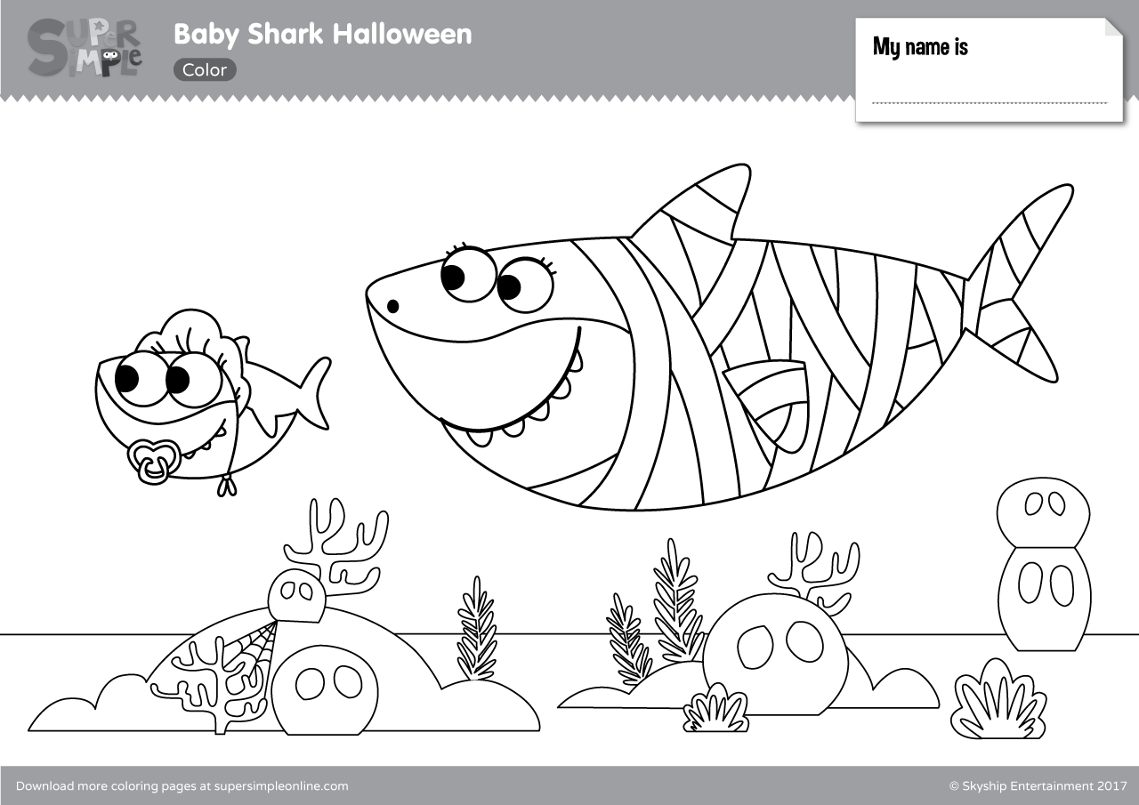 Baby Shark Halloween Coloring Pages Super Simple