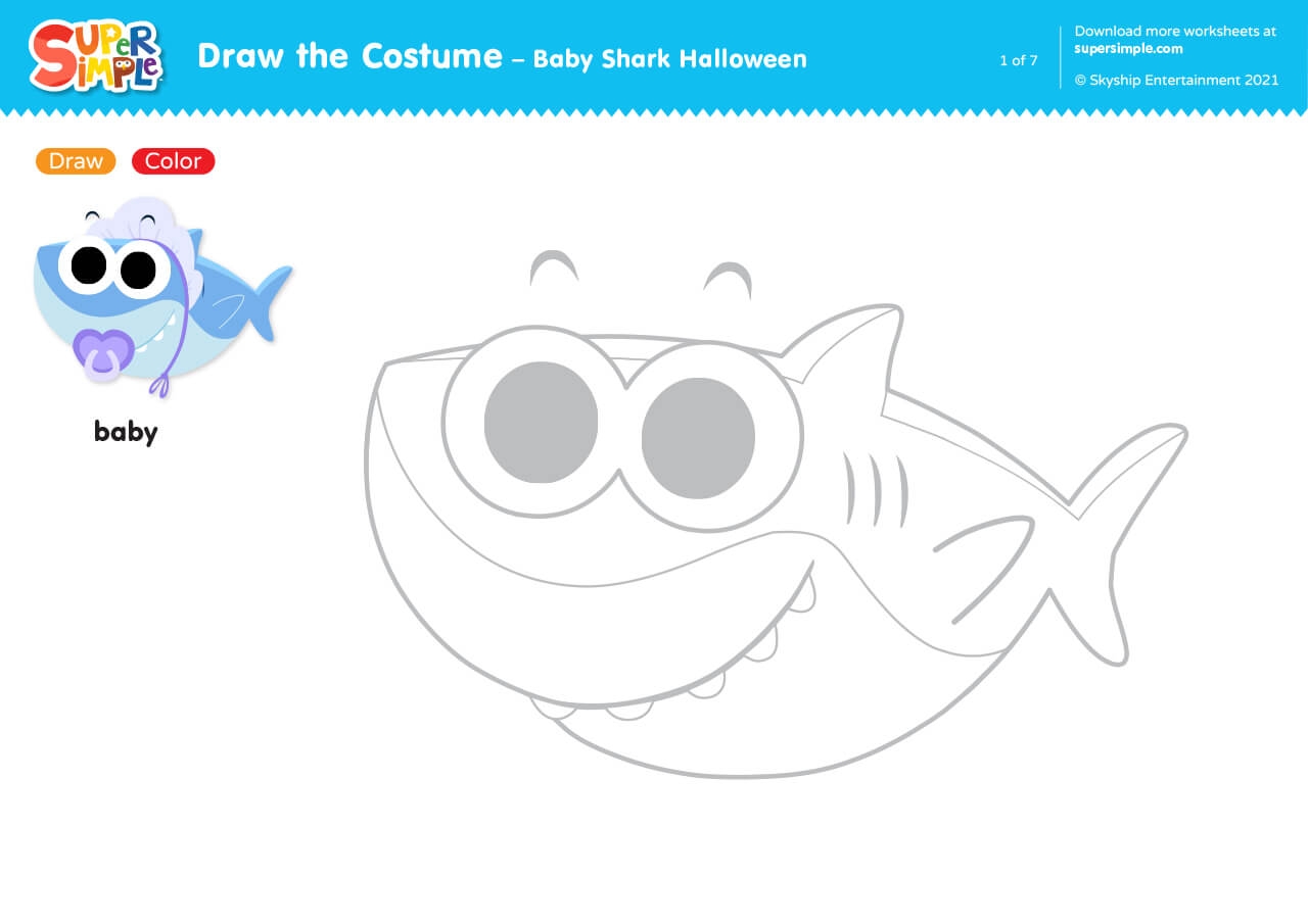 Baby Shark Halloween Draw The Costume Super Simple Baby Shark Halloween Draw The Costume Super Simple