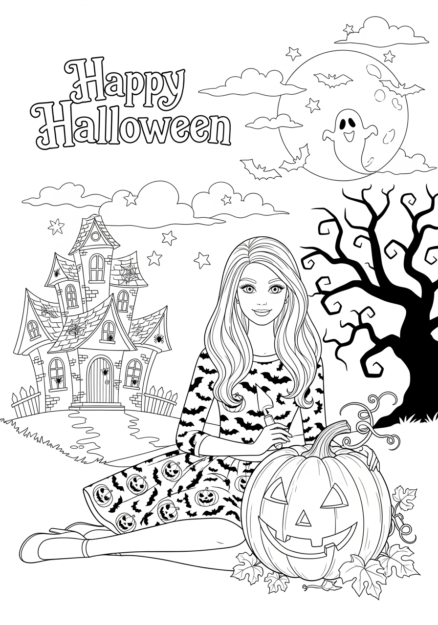 Barbie Halloween Coloring Page Fun Printable For Kids Barbie Halloween Coloring Page Fun Printable For Kids