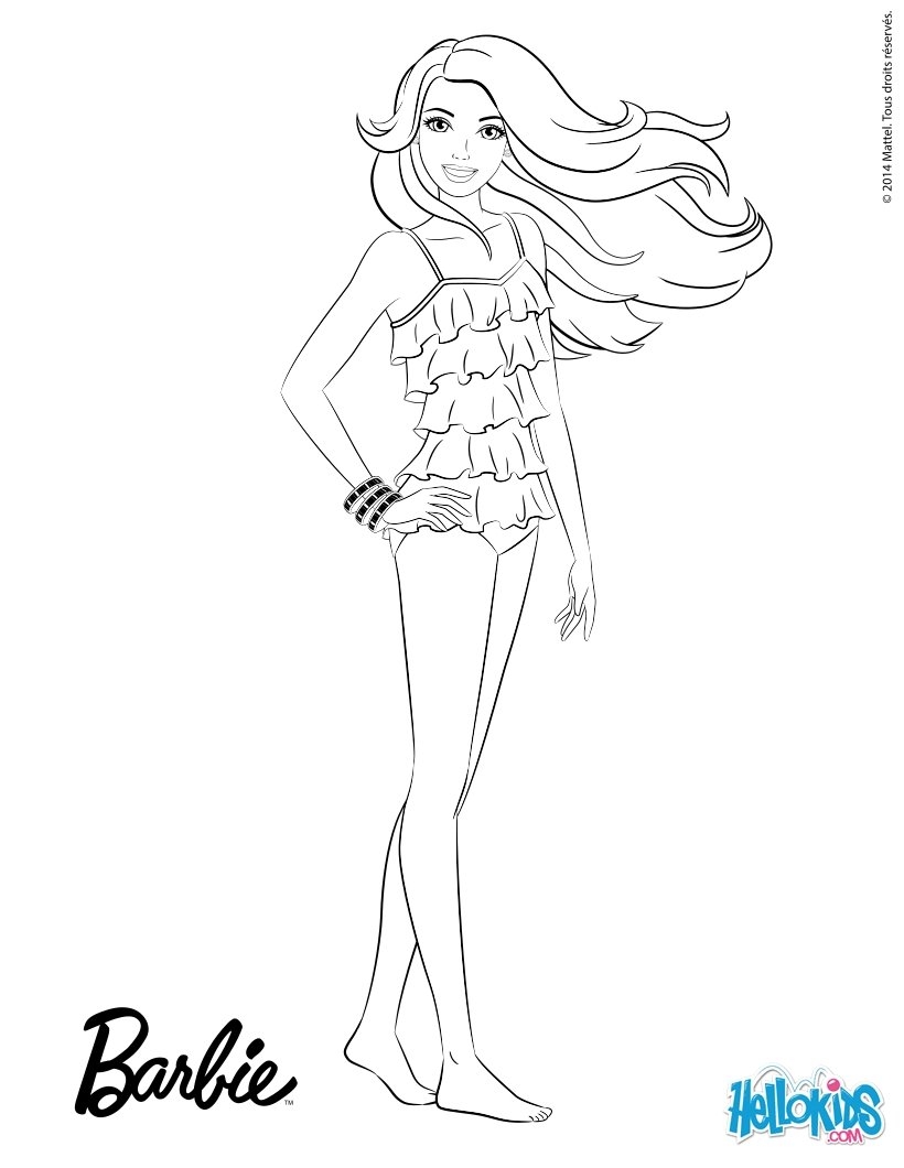 Barbie s Fashion Swimsuit Coloring Pages Hellokids Barbie s Fashion Swimsuit Coloring Pages Hellokids
