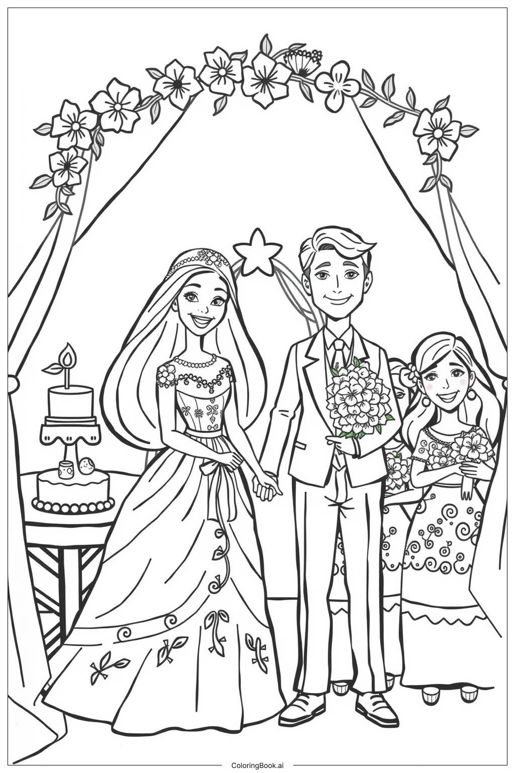 Barbie Wedding Day With Ken And Her Friends Coloring Page Free PDF PNG Printable  Barbie Wedding Day With Ken And Her Friends Coloring Page Free PDF PNG Printable