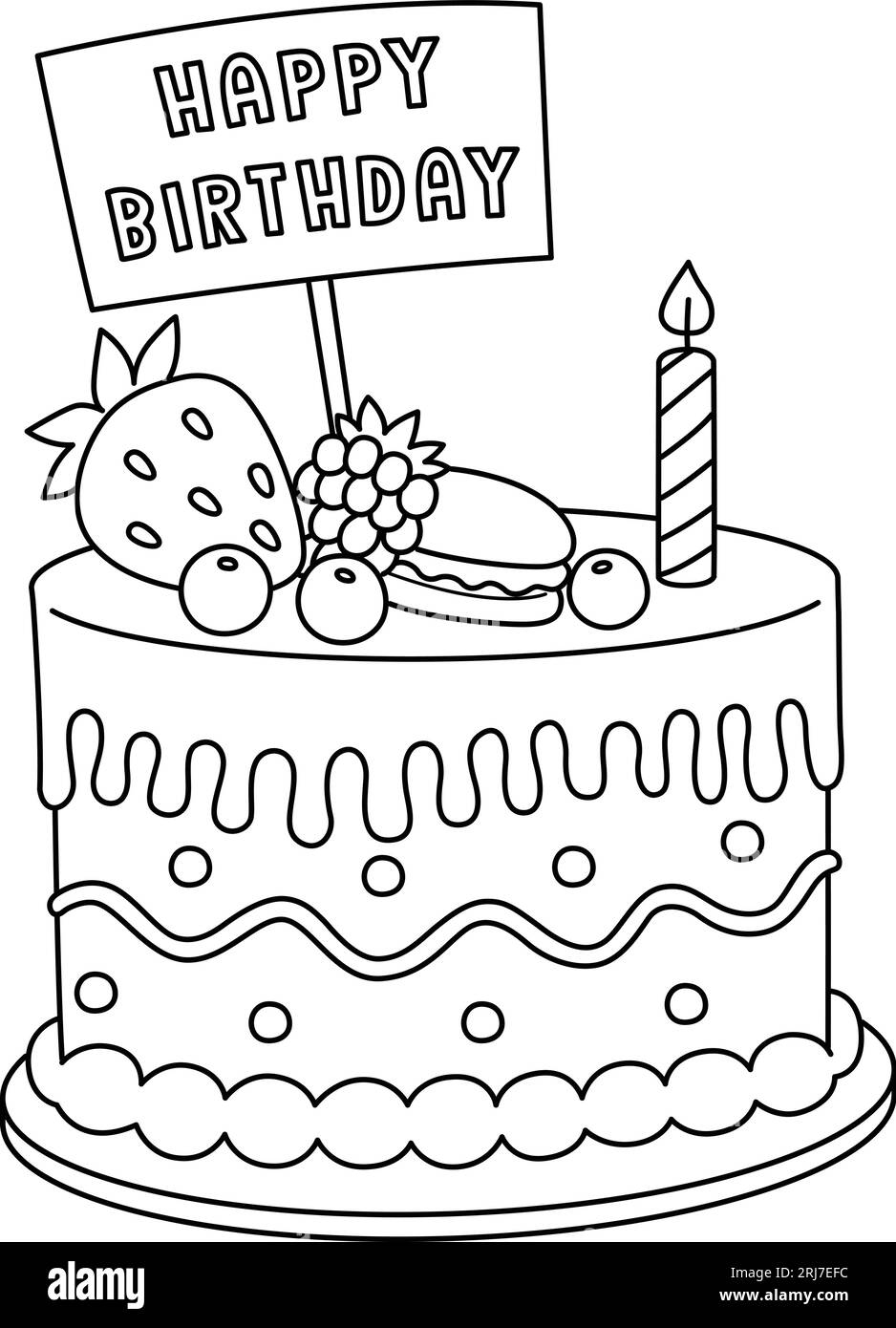 Birthday Cake Isolated Coloring Page For Kids Stock Vector Image Art Alamy Birthday Cake Isolated Coloring Page For Kids Stock Vector Image Art Alamy