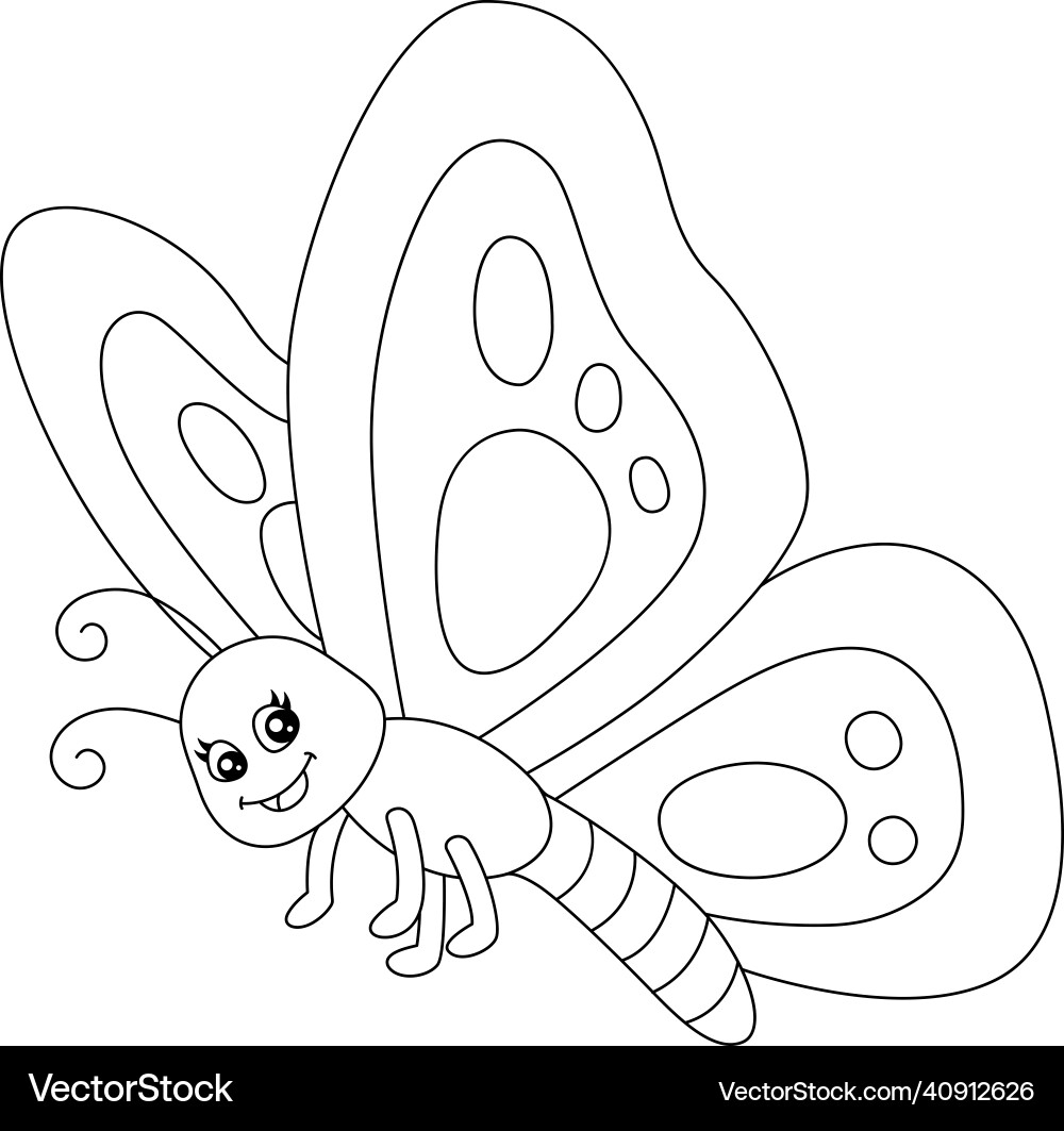 Butterfly Coloring Page Isolated For Kids Vector Image