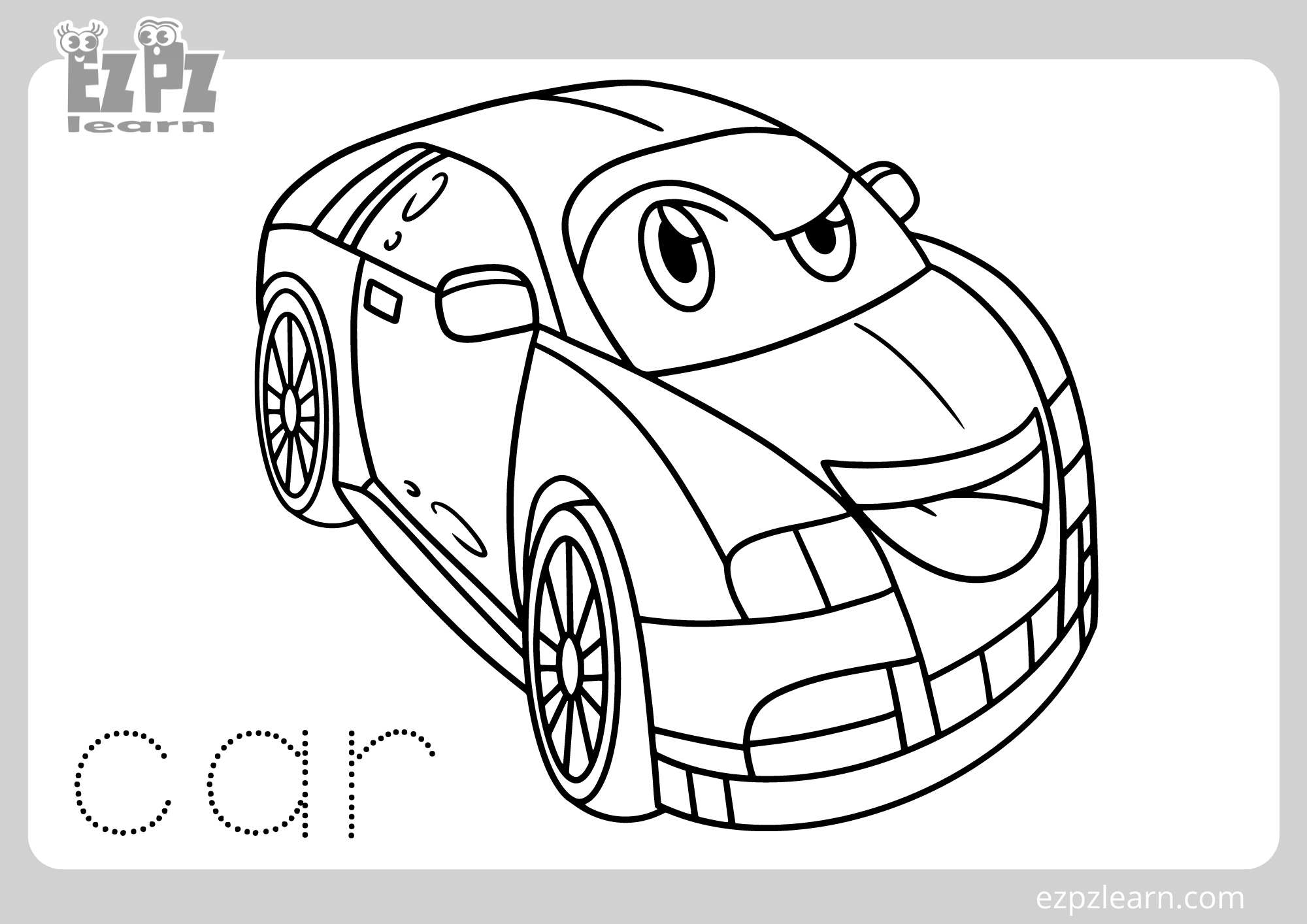 Car Coloring Page For Kids Free PDF Download Ezpzlearn