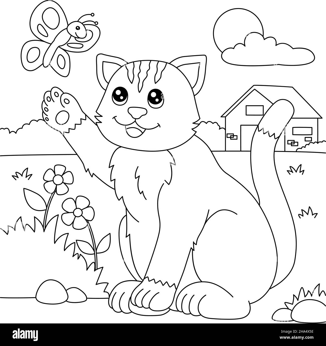 Cat Coloring Page For Kids Stock Vector Image Art Alamy Cat Coloring Page For Kids Stock Vector Image Art Alamy