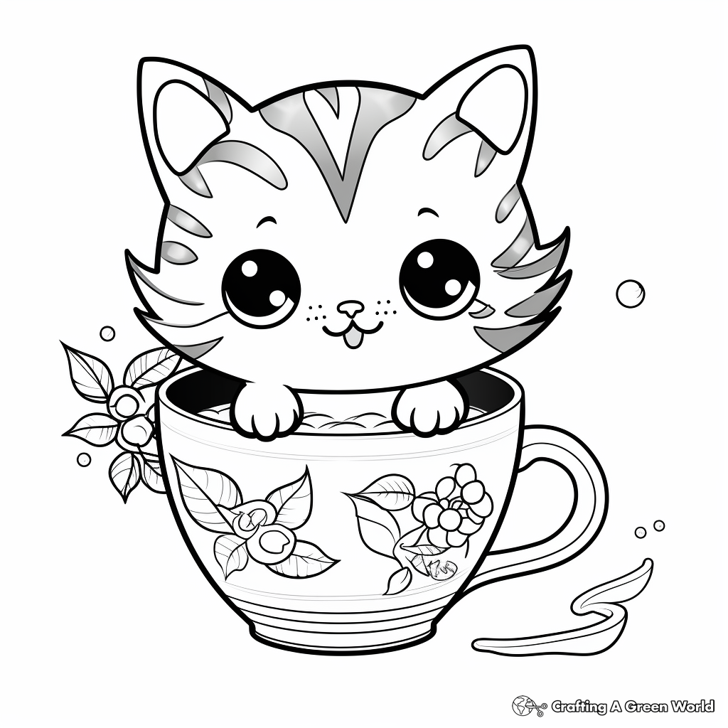 Cat In A Cup Coloring Pages Free Printable  Cat In A Cup Coloring Pages Free Printable
