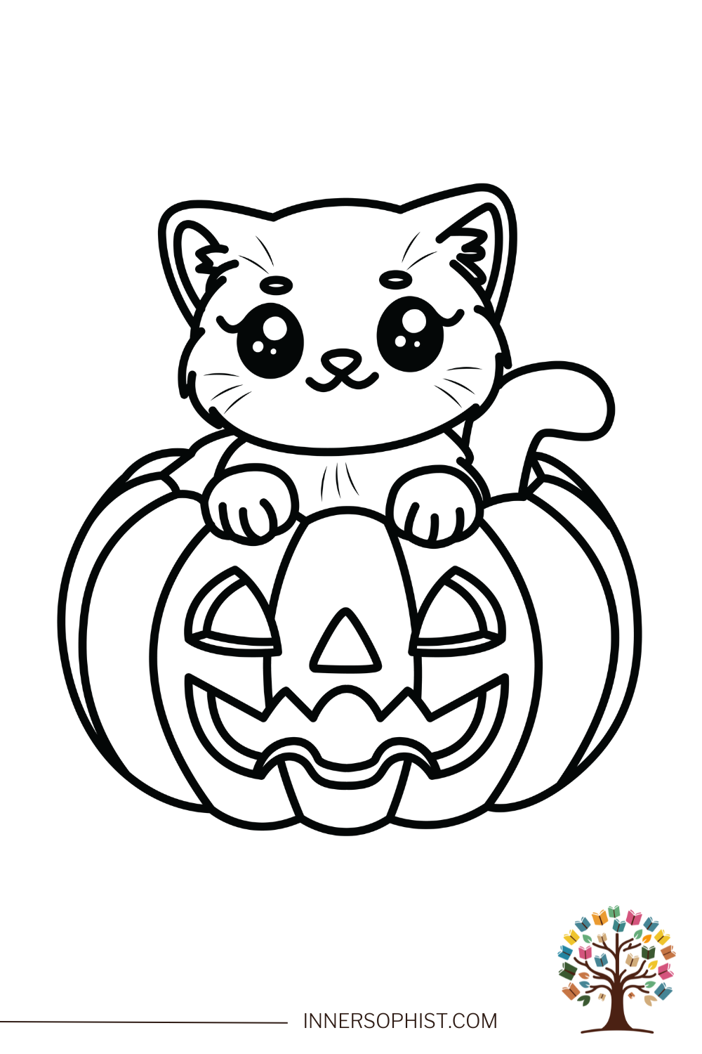 Cat In Pumpkin Coloring Page InnerSophist Coloring Cat In Pumpkin Coloring Page InnerSophist Coloring