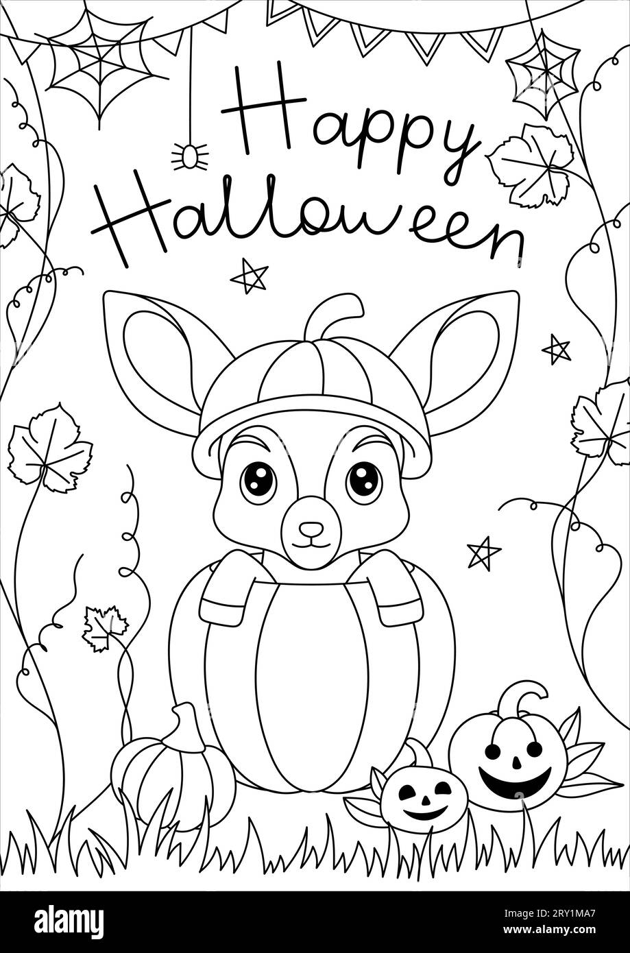 Children s Halloween Coloring Book Cute Animal In A Pumpkin Vector Illustration Halloween Stock Vector Image Art Alamy