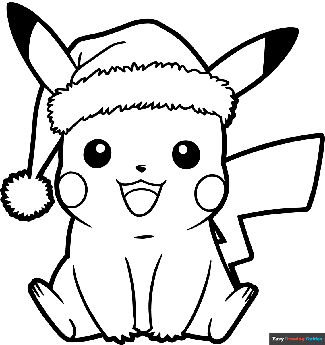 Christmas Pikachu Coloring Page Easy Drawing Guides