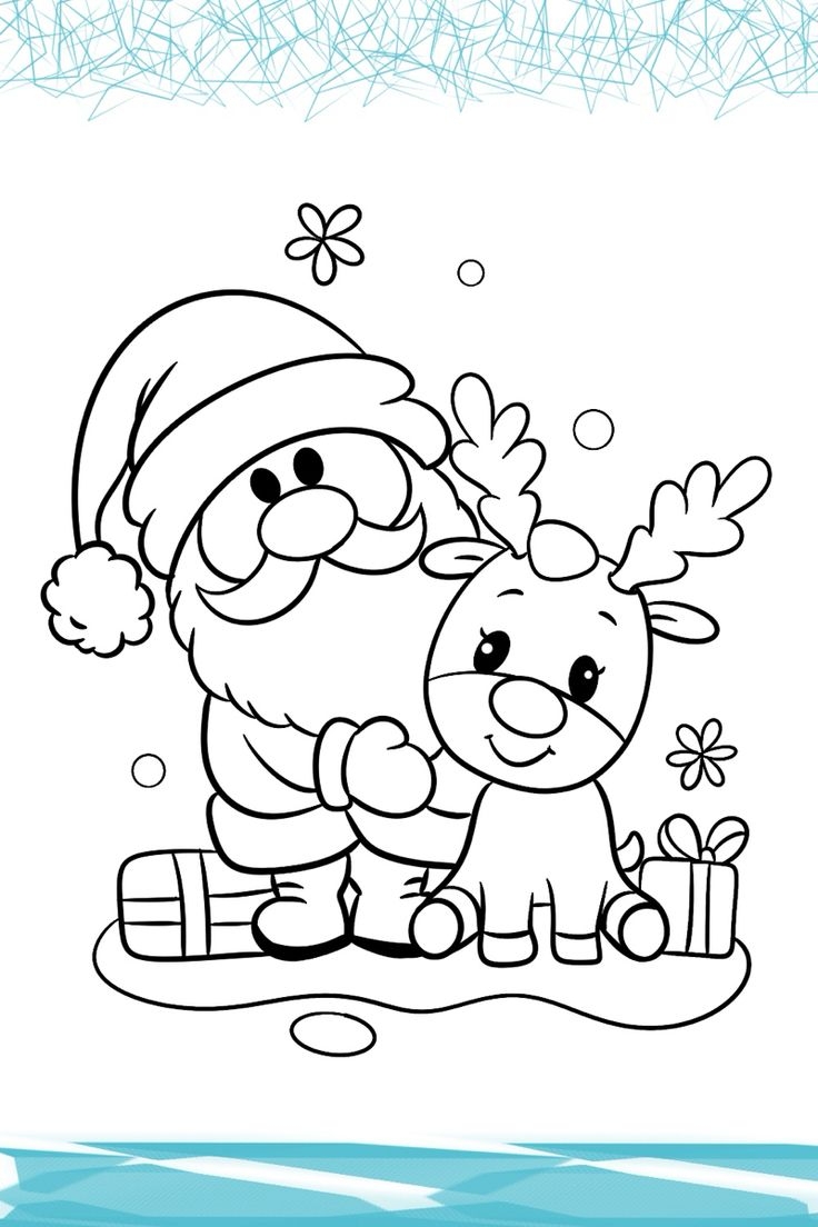 Color And Draw Funny Santa Claus With A Cute Deer  Color And Draw Funny Santa Claus With A Cute Deer