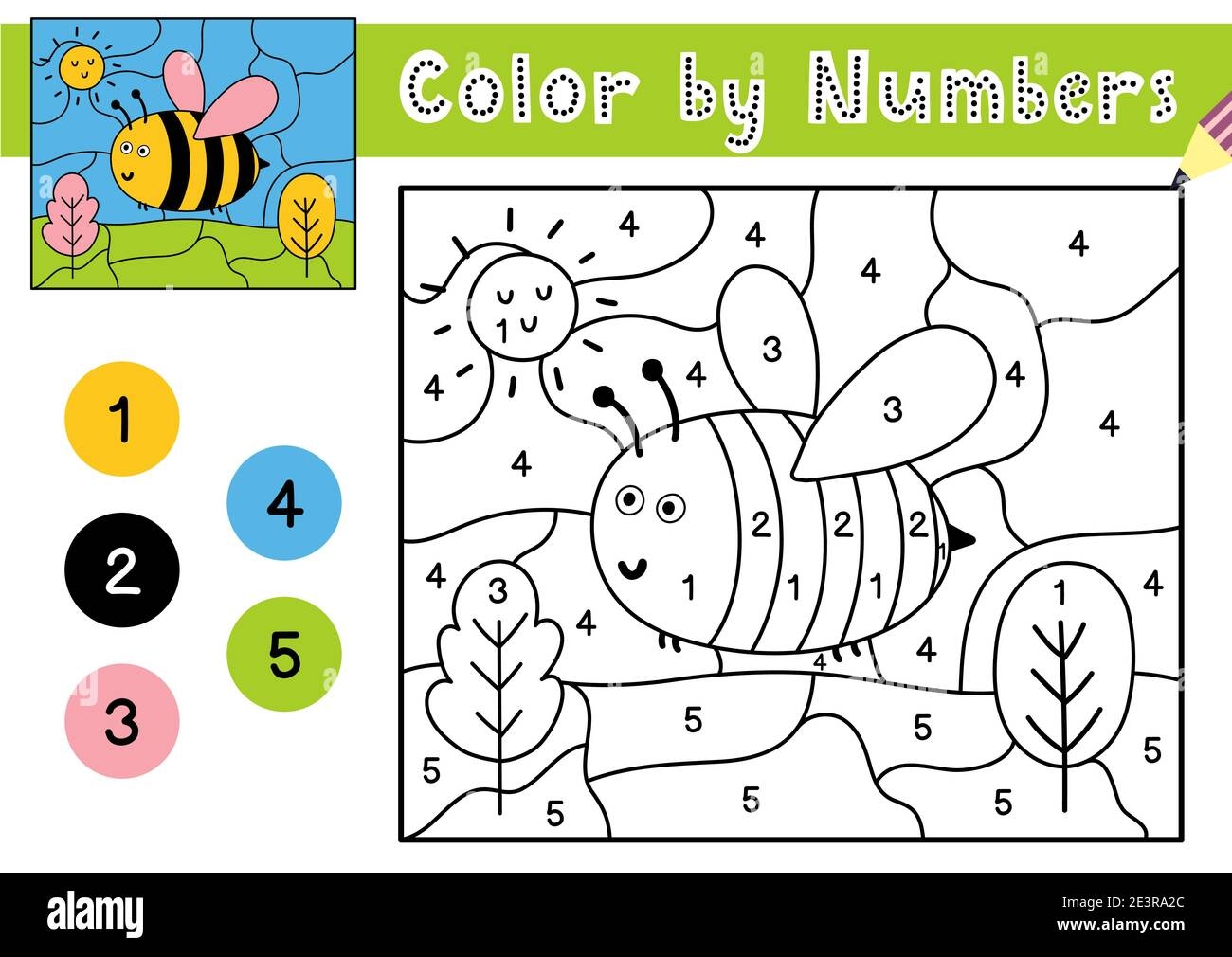 Color By Number Game For Kids Coloring Page With A Cute Bee Printable Worksheet Stock Vector Image Art Alamy Color By Number Game For Kids Coloring Page With A Cute Bee Printable Worksheet Stock Vector Image Art Alamy