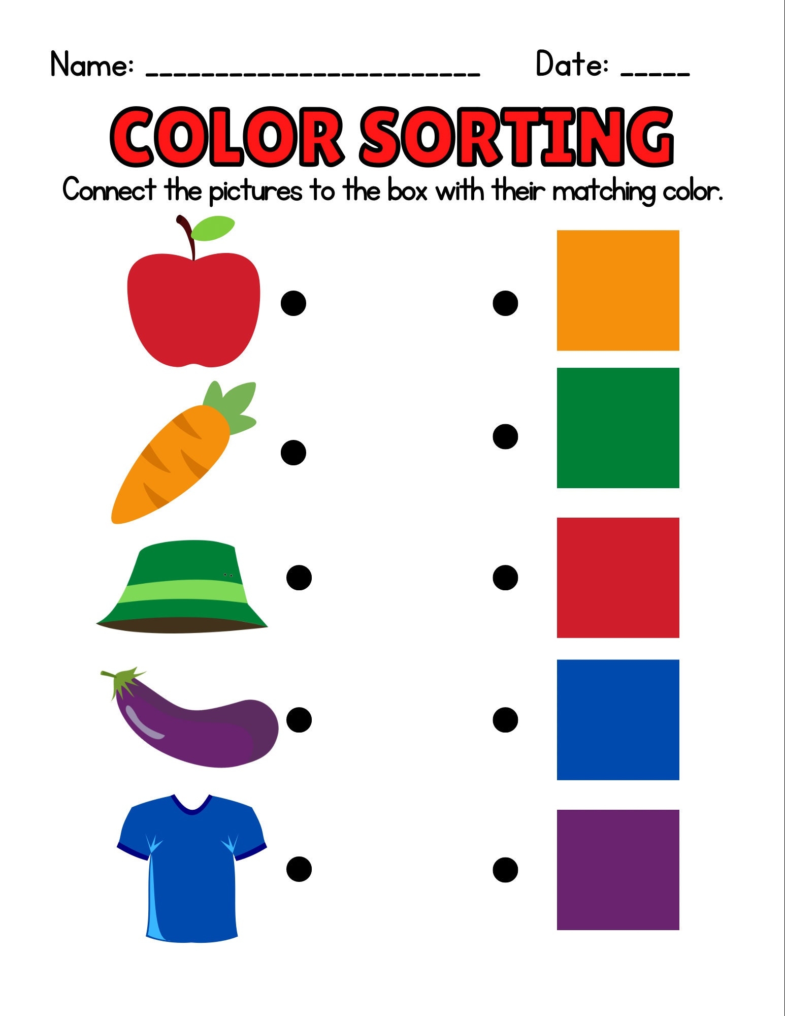Color Sorting Worksheet Etsy Color Sorting Worksheet Etsy