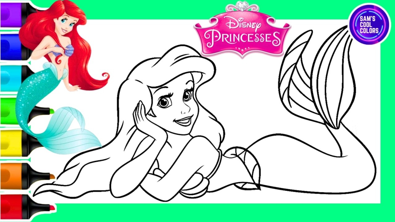 Coloring Ariel The Little Mermaid Disney Princess Coloring Page Art Markers YouTube