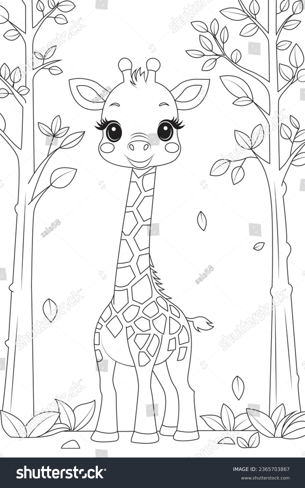 Coloring Page Baby Giraffe Reaching Leaves Stock Vector Royalty Free 2365703867 Shutterstock Coloring Page Baby Giraffe Reaching Leaves Stock Vector Royalty Free 2365703867 Shutterstock