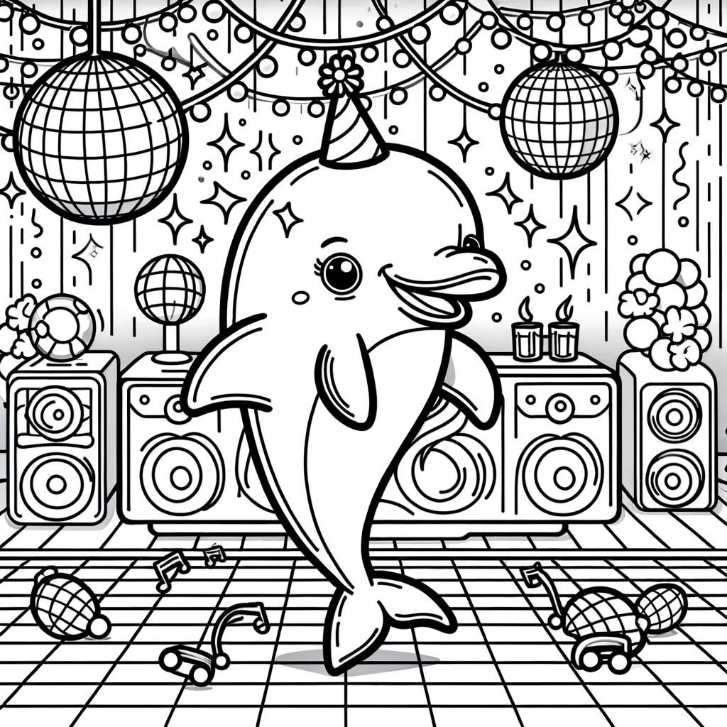 Coloring Page Dolphin Dance Party Color Page For Kids Coloring Page Dolphin Dance Party Color Page For Kids