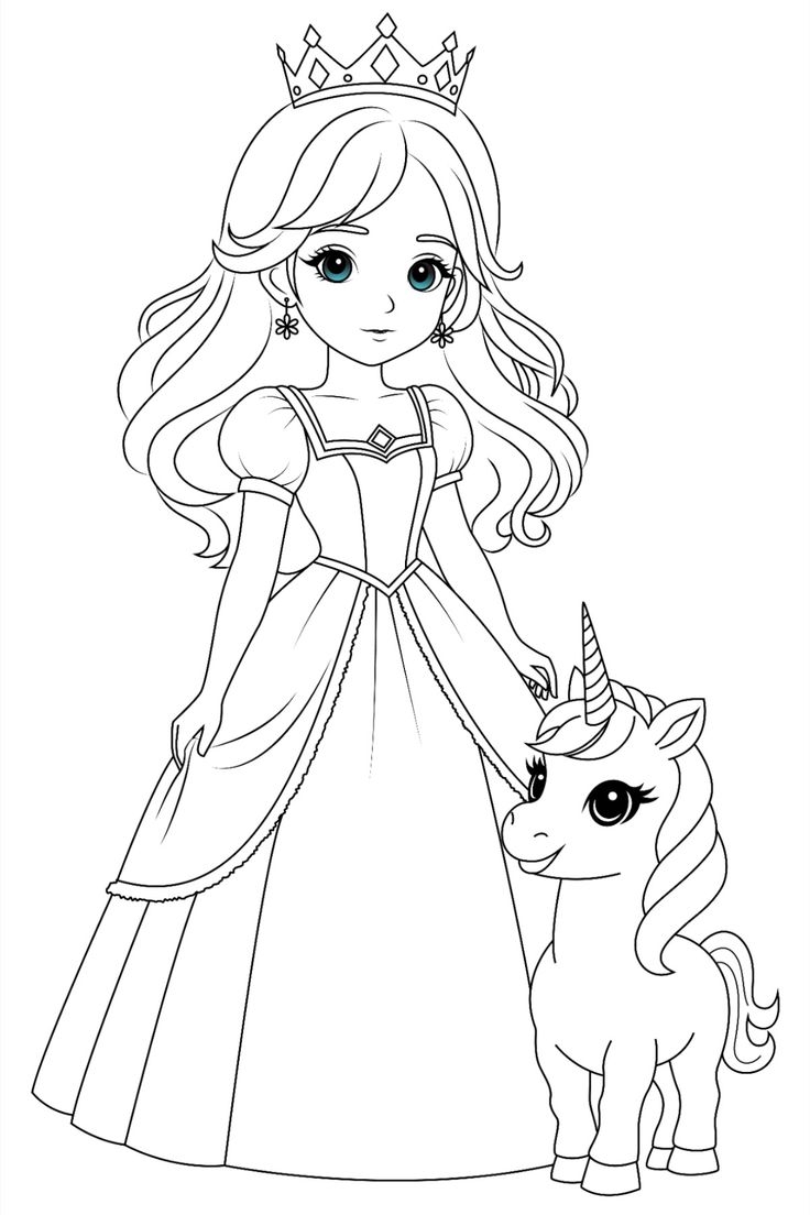 Coloring Page Of A Lovely Princess Riding A Unicorn Free Printable  Coloring Page Of A Lovely Princess Riding A Unicorn Free Printable
