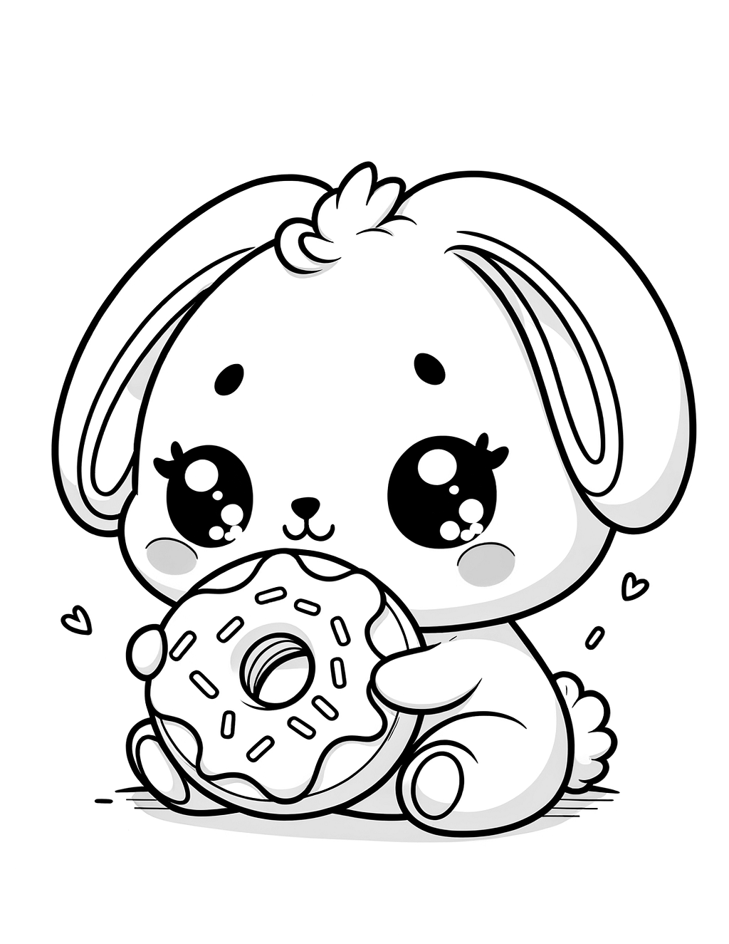 Coloring Page Of Kawaii Baby Bunny Eating Donut PageCrayon Coloring Page Of Kawaii Baby Bunny Eating Donut PageCrayon