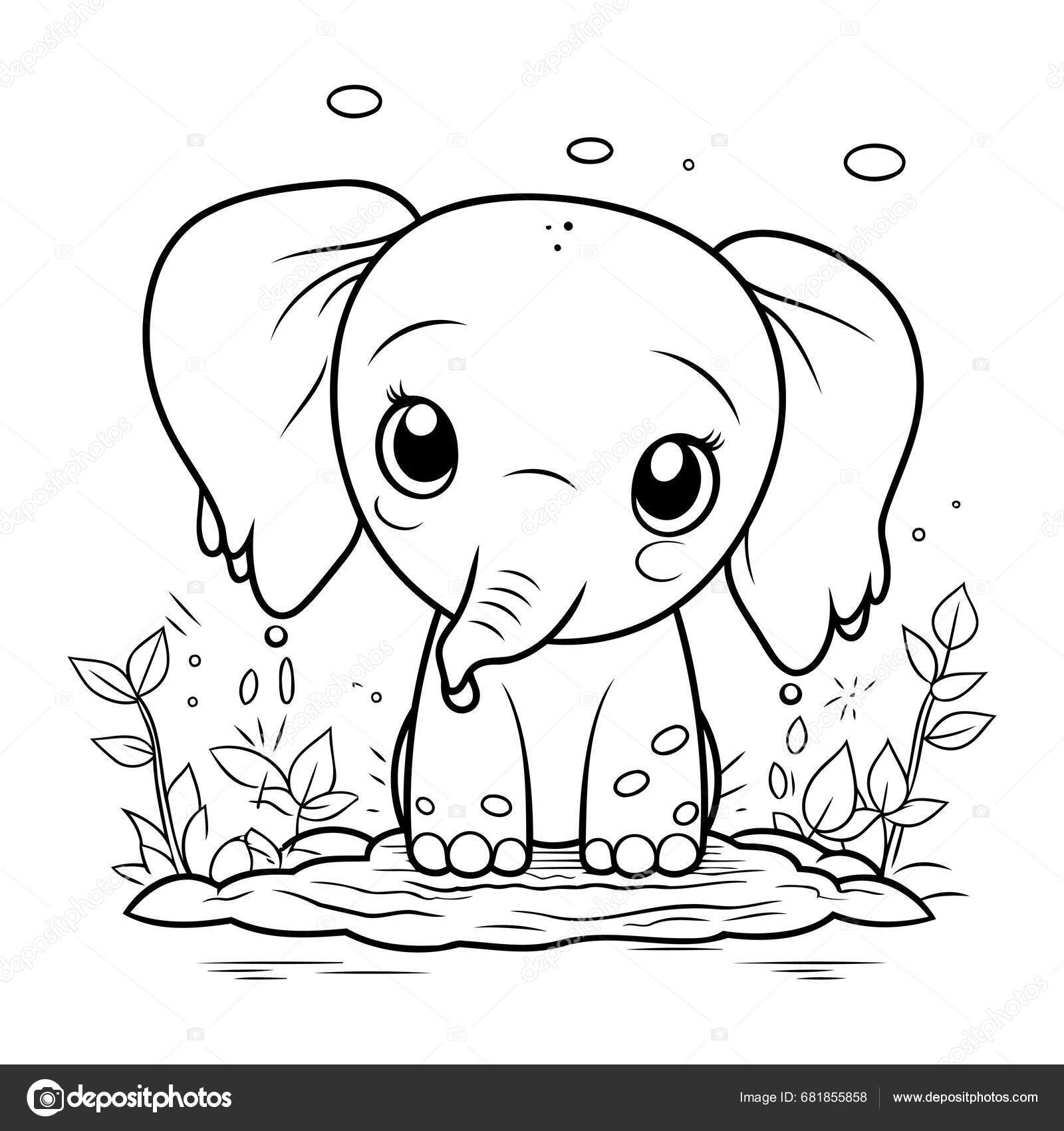 Coloring Page Outline Cute Baby Elephant Vector Illustration Stock Vector By ibrandify 681855858