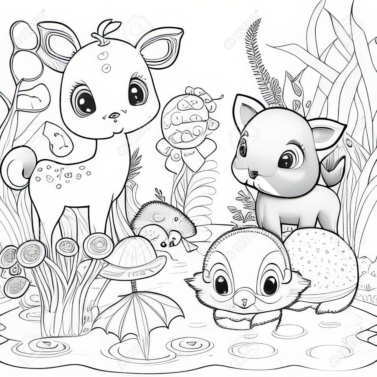 Coloring Page Outline Of Cute Cartoon Animals Vector Illustration Stock Photo Picture And Royalty Free Image Image 211630979  Coloring Page Outline Of Cute Cartoon Animals Vector Illustration Stock Photo Picture And Royalty Free Image Image 211630979